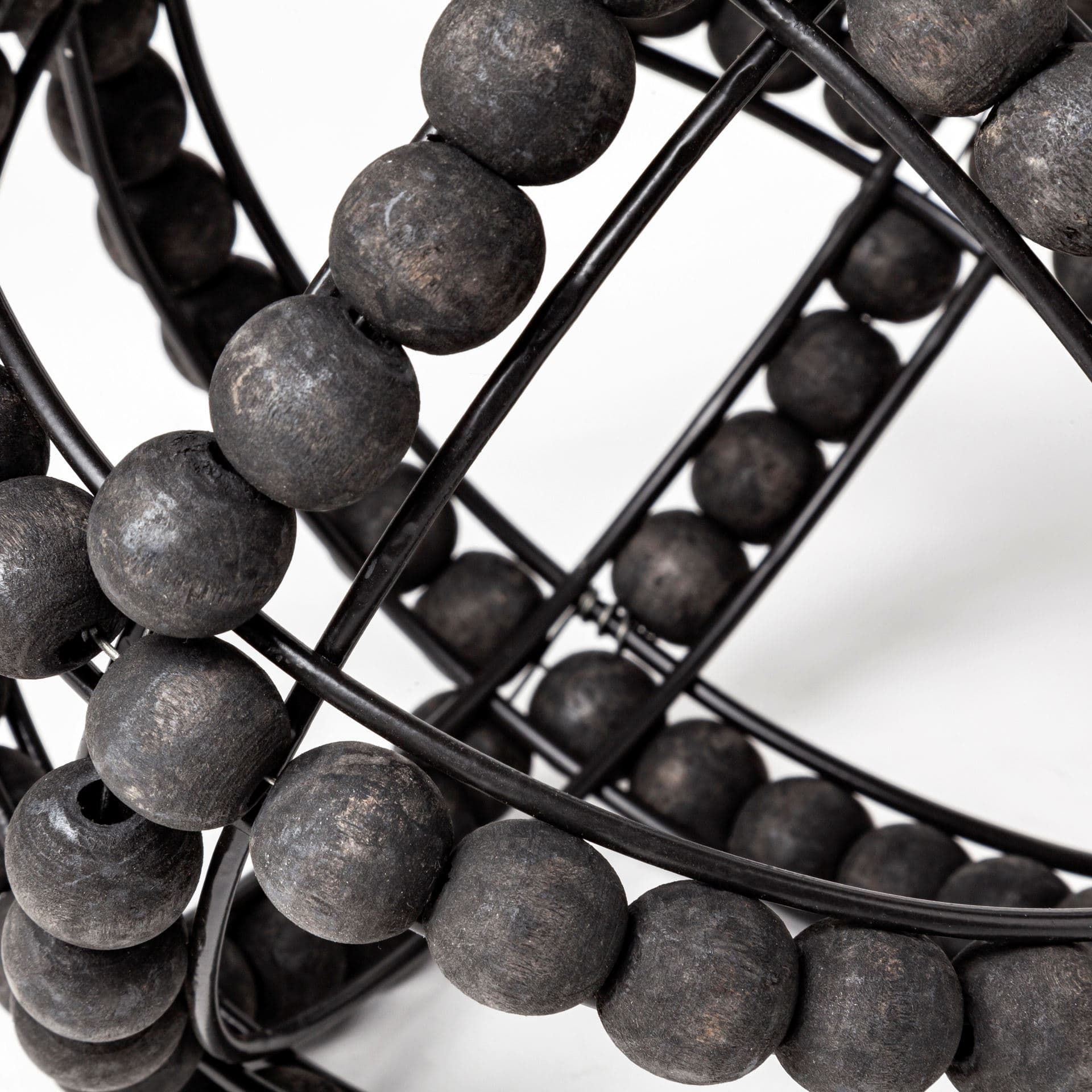 Earnhardt I Small 9L x 9W Black Wooden Beaded Orb — product photograph