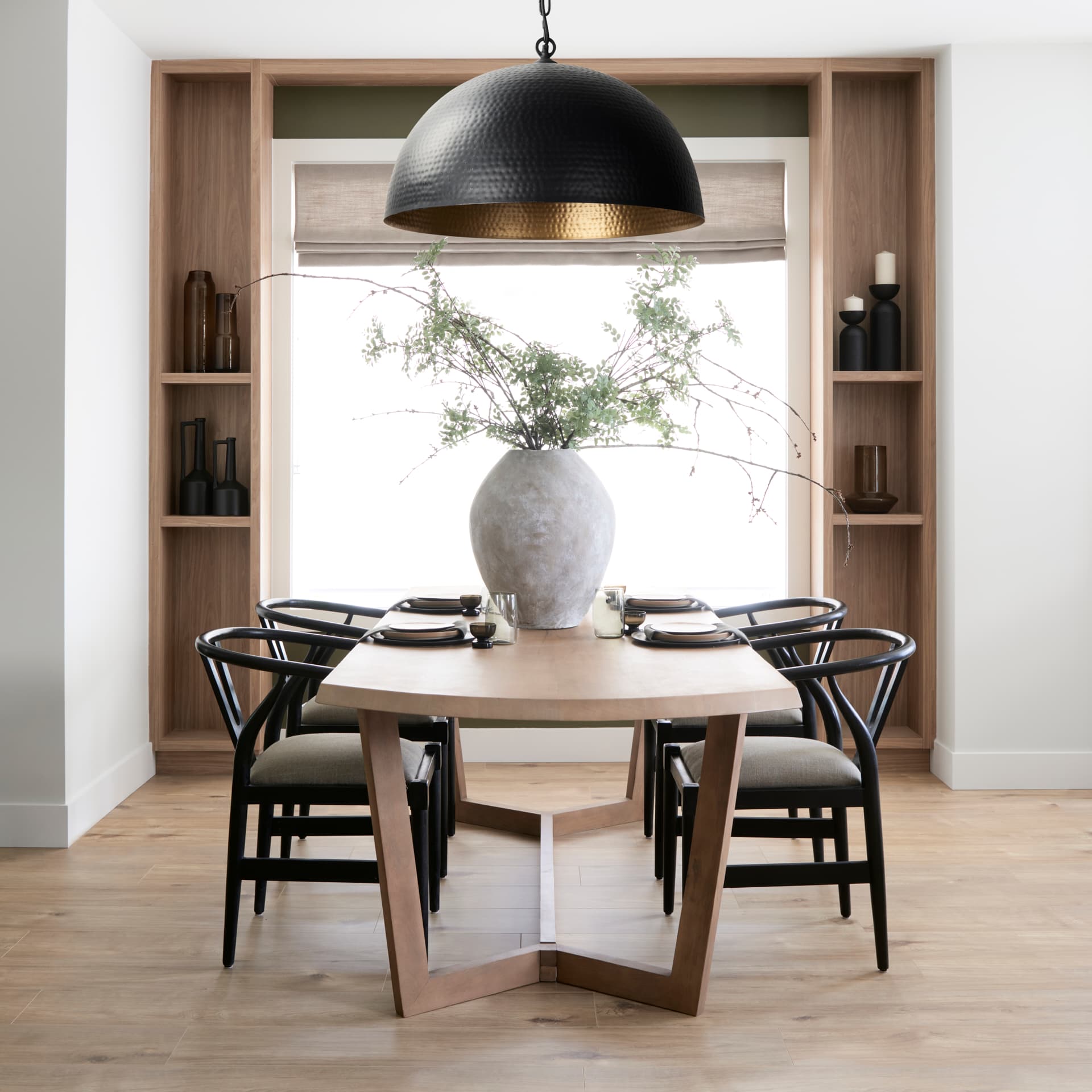 Trixie Curved Back Dining Arm Chair | Dark Taupe Fabric w/ Wooden — product photograph