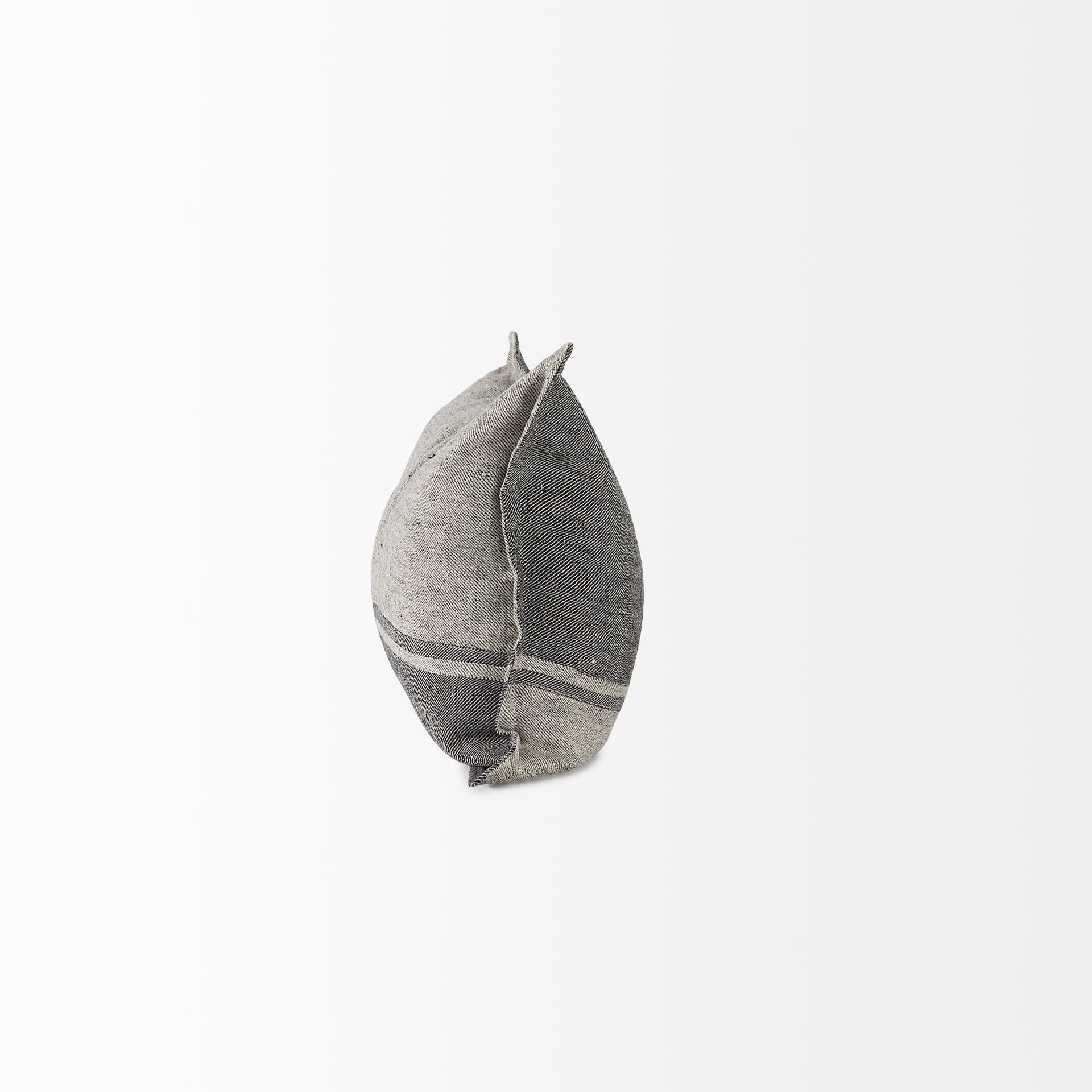 Zadie 14x26 Light Gray and Dark Gray Fabric Color Blocked Pillow Cover — product photograph