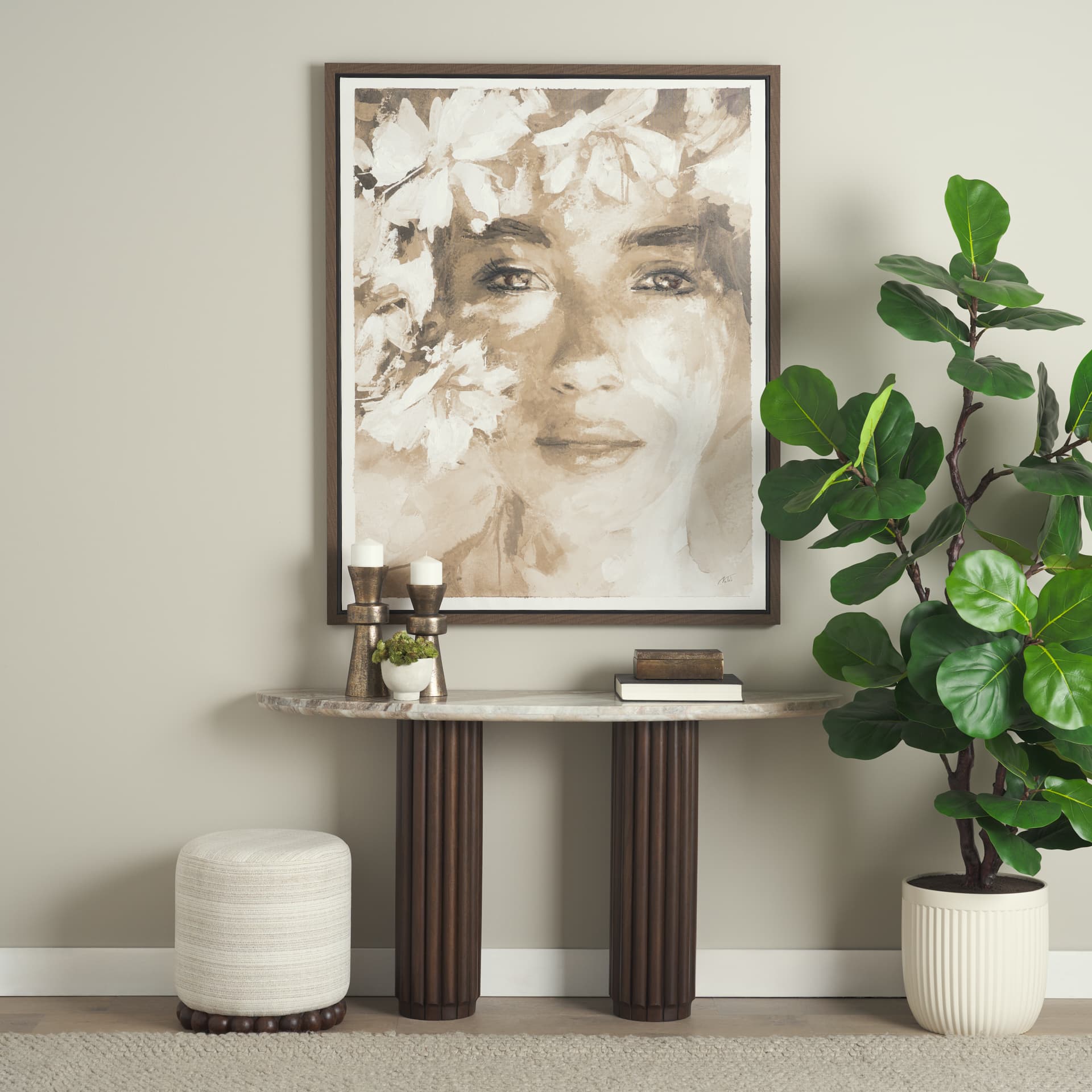Repose by Mercana Studio Hand-Embellished Textured Framed Canvas Artwork — in a styled room