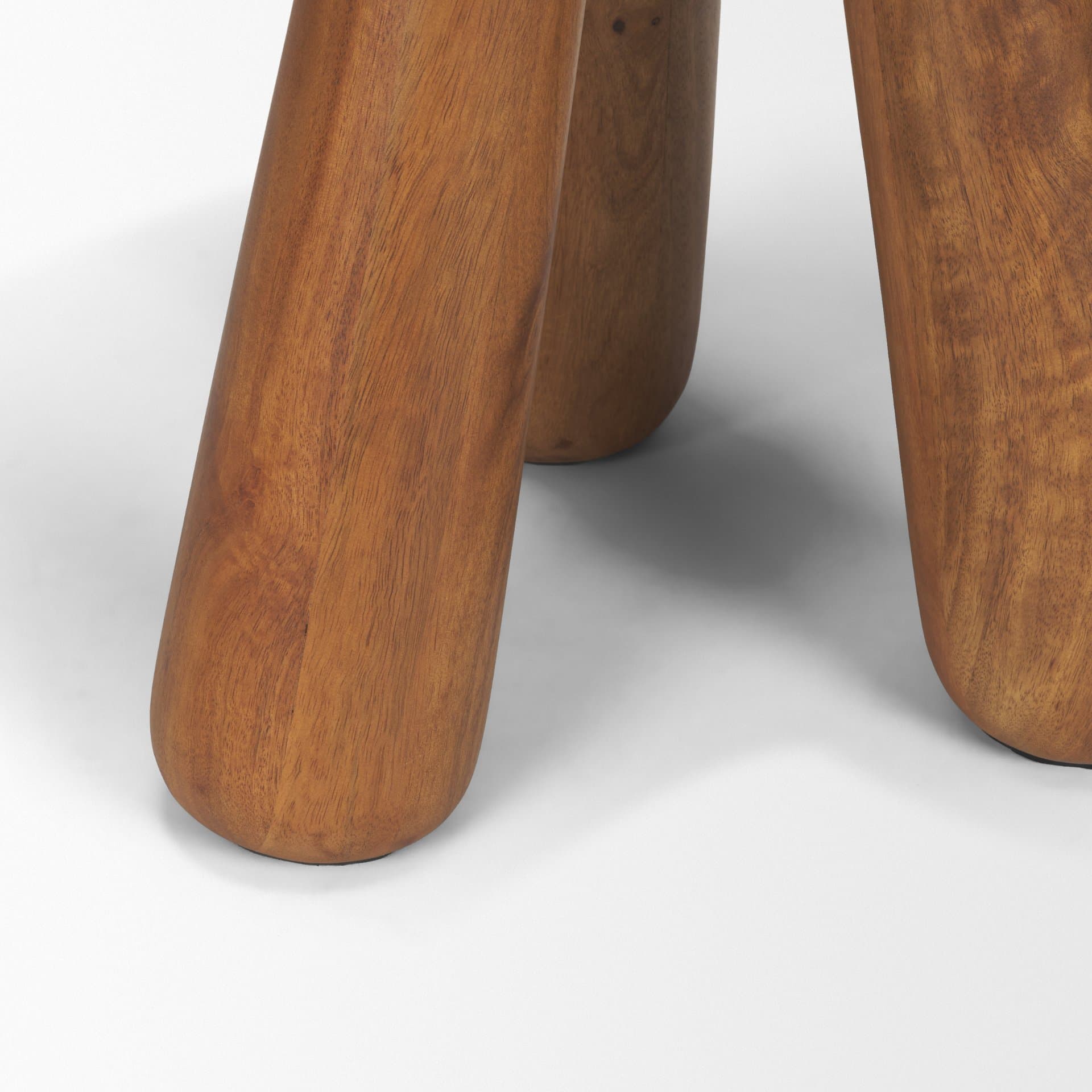 Mora Medium Brown Wood 3-Legged Accent Table — product photograph