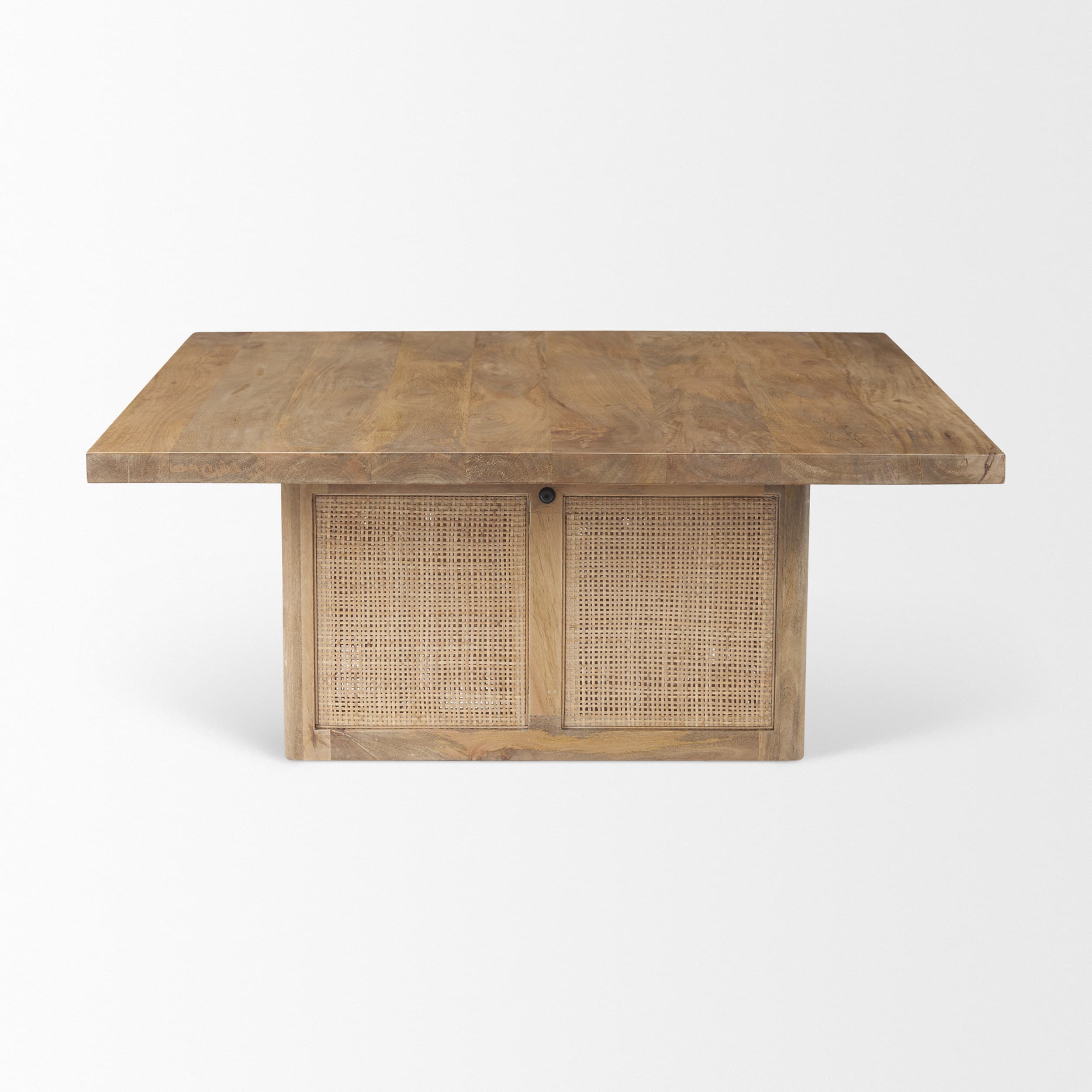 Grier 42" Square Light Brown Wood w/ Cane Coffee Table — product photograph