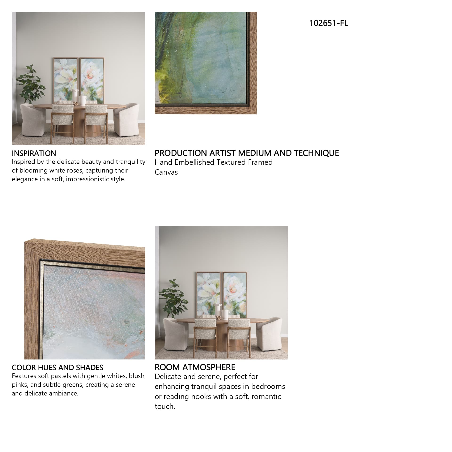 Aromatic Rose by Mercana Studio a Hand Embellished Textured Framed Canvas — in a styled room
