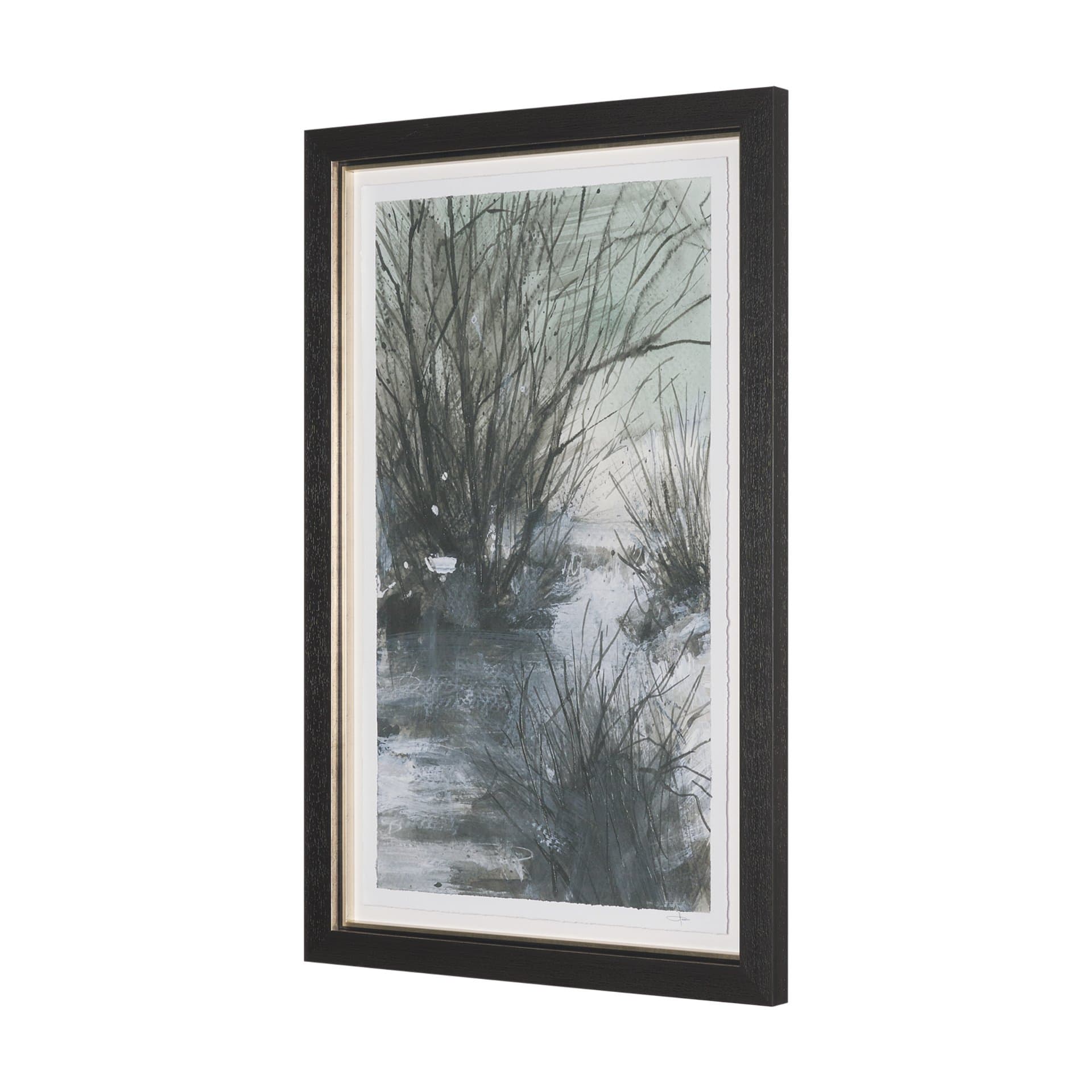 Brook and Willows I by Mercana Studio Hand Embelished Textured Framed Artwork Matted under Glass — product photograph