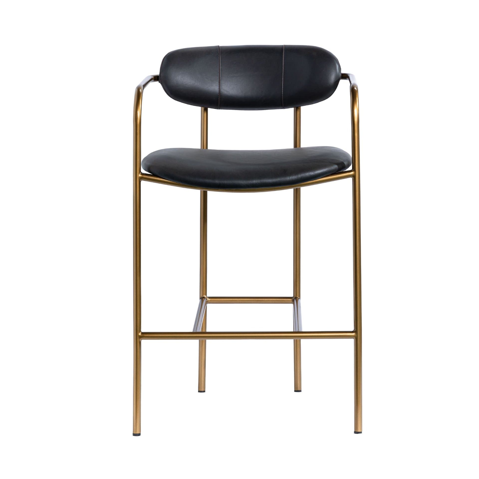Parker Backless 36.5in Seat Counter Stool | Black Leather w/ Metal — product photograph