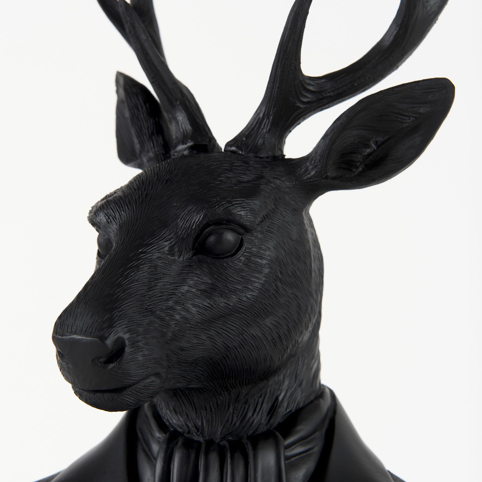 Mozart 22.5H Black Painted Resin Deer In A Suit Bust — product photograph