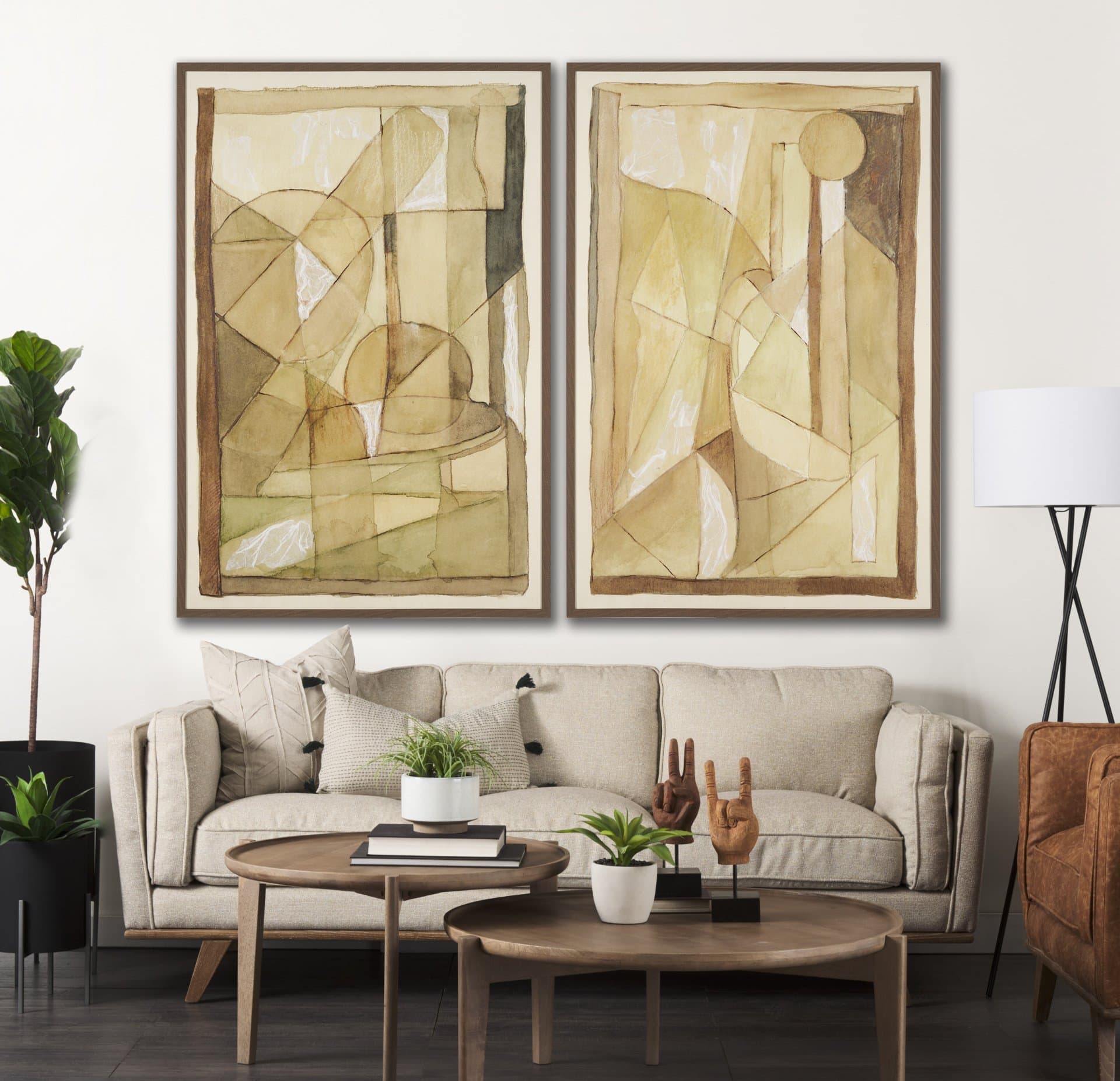 Between Tones II by Mercana Studio Hand-Embellished Textured Framed Canvas Artwork — in a styled room