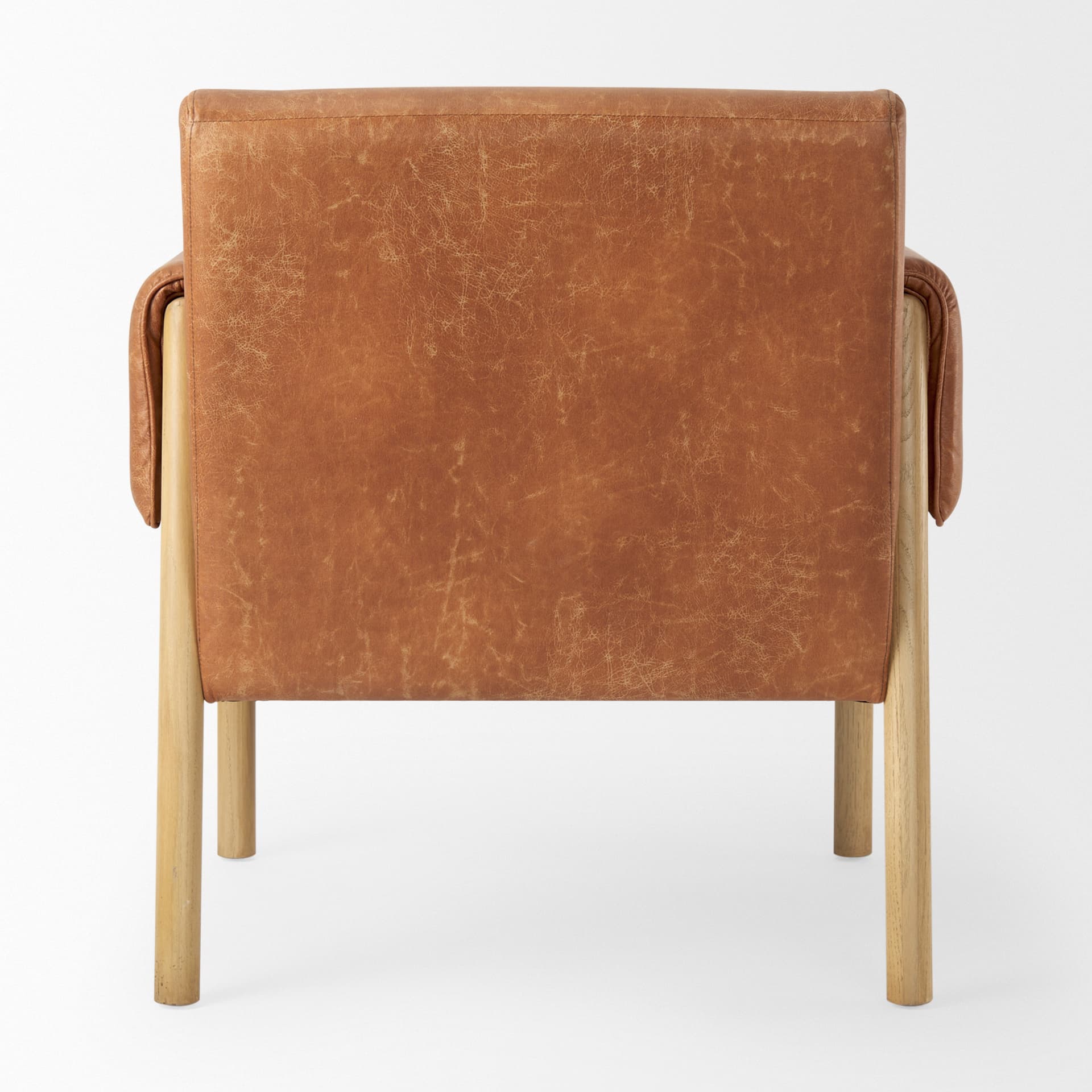 Ashton Brown Vegan Leather w/ Light Wood Accent Chair — product photograph
