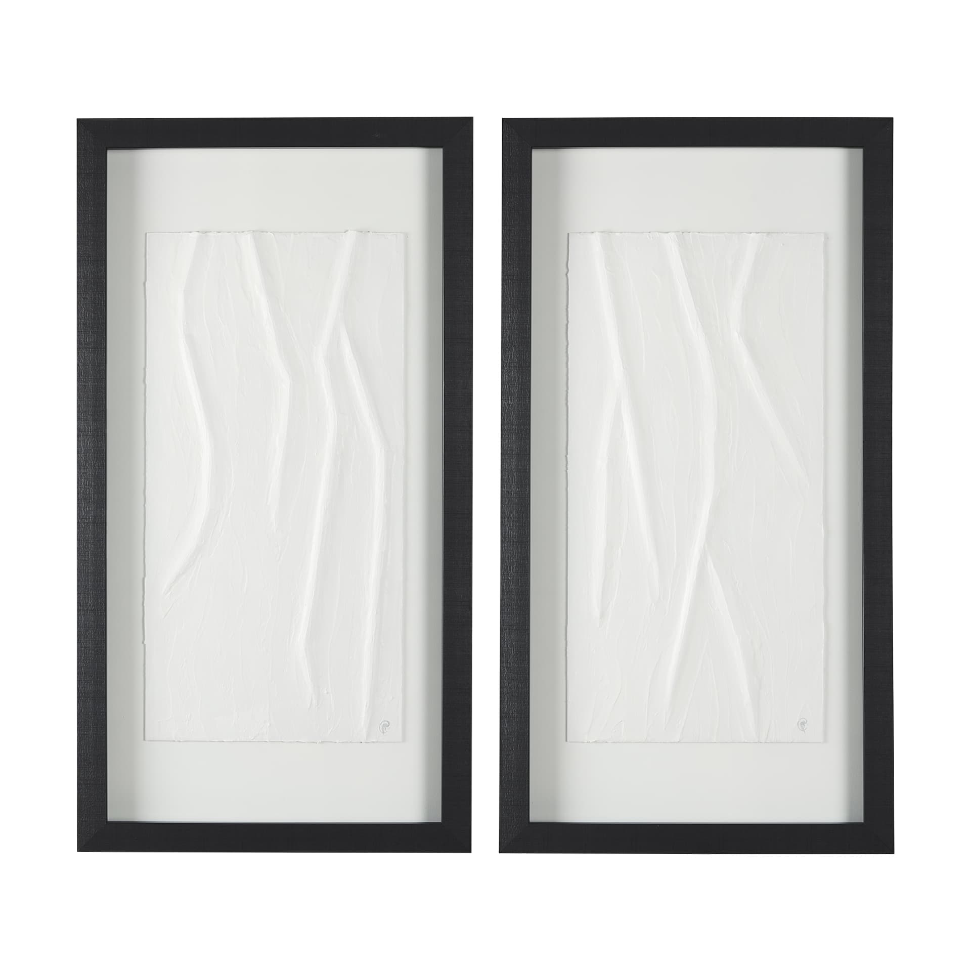 White Vines I (SET OF 2) by Studio M a handmade Original Framed 3D Textured Artwork under Glass — product photograph