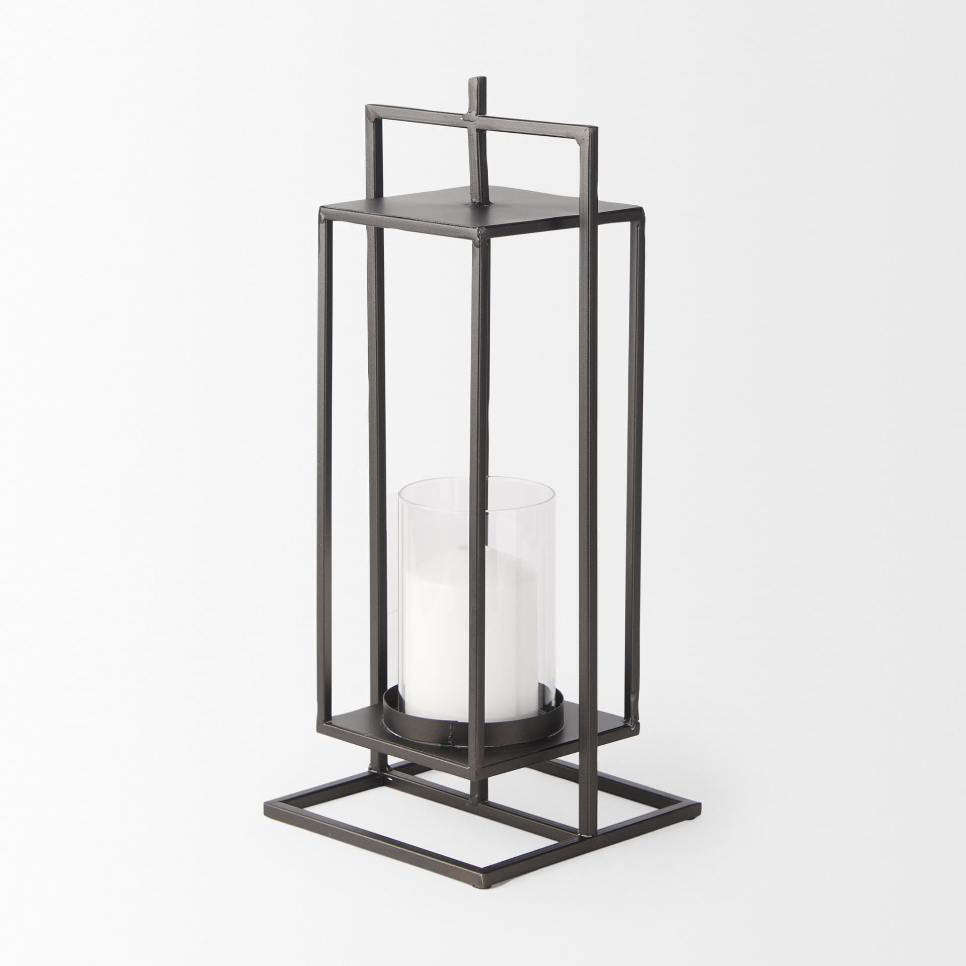 Albus II Small Black Metal Rectangular Table Candle Holder — product photograph