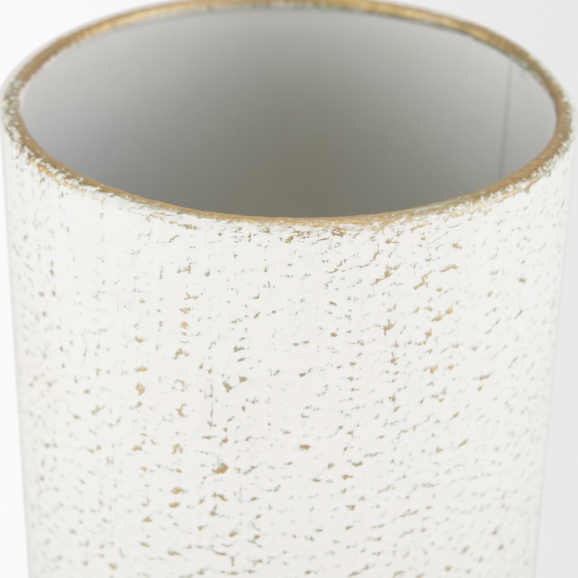 Tovah Tall Textured White w/ Gold Metal Vase — product photograph