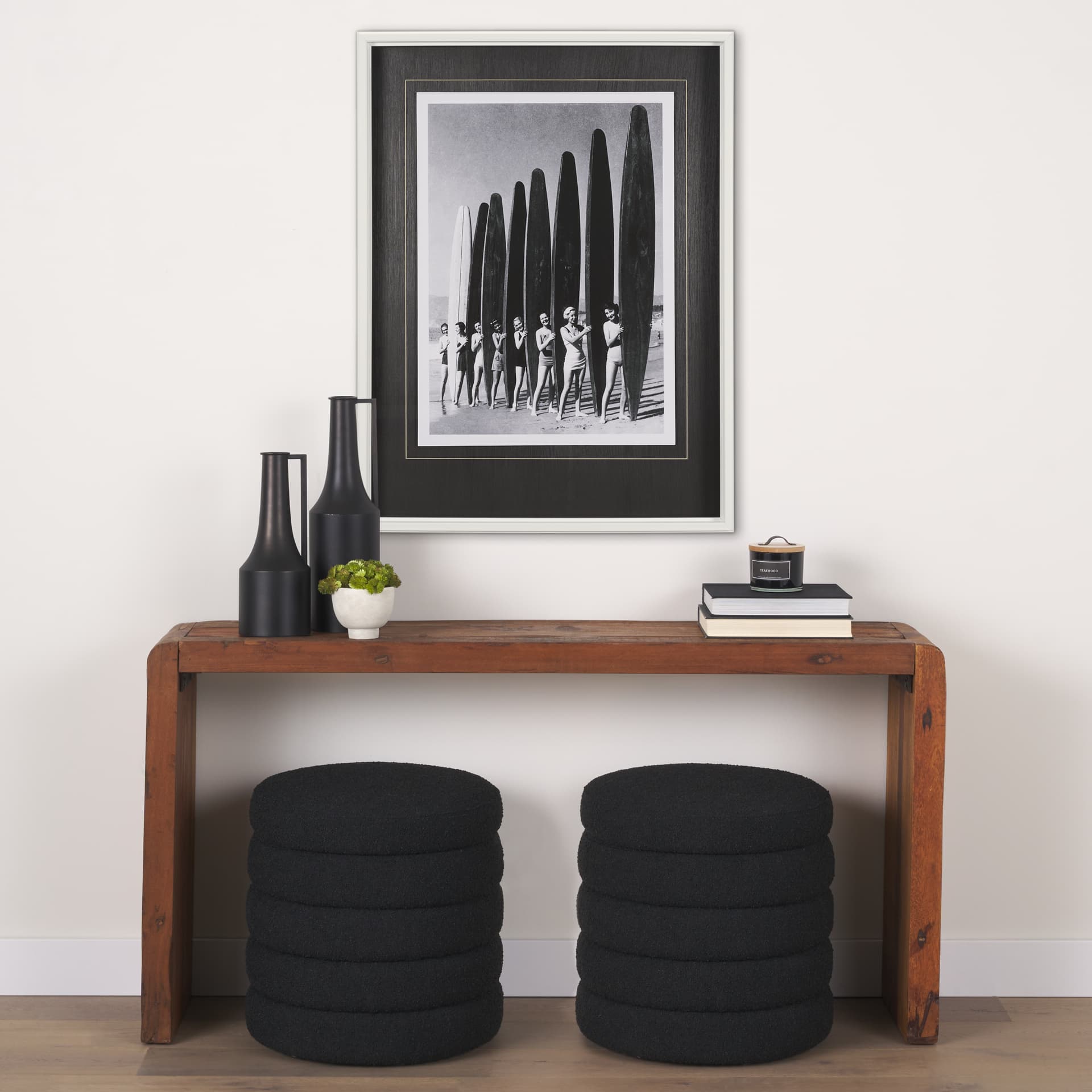 Surfin' Gals by The Chelsea Collection Hand Embellished Textured Framed Art Photo Matted under Glass — in a styled room