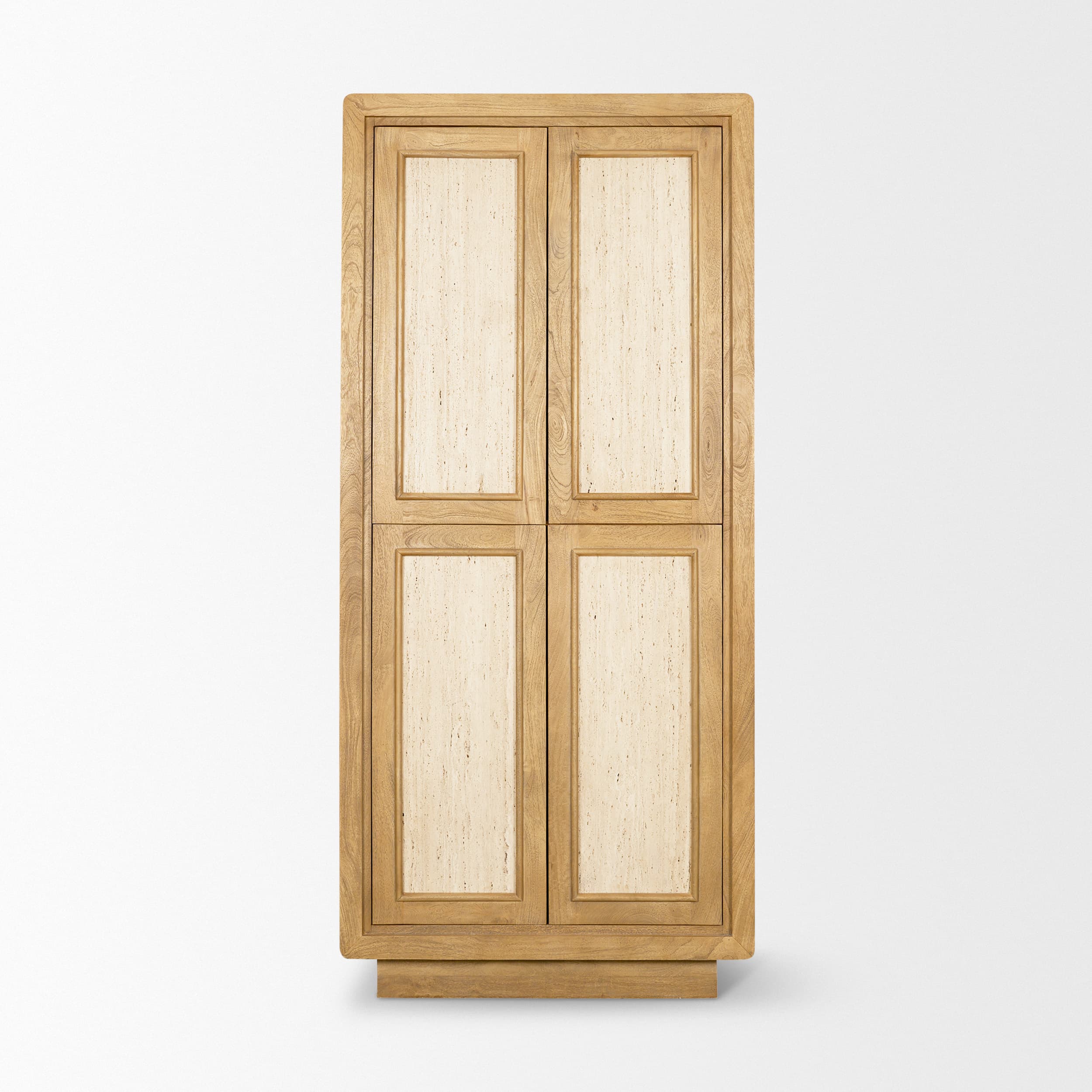 Valterra Light Brown Wood w/ Travertine 4 Door Tall Cabinet — product photograph