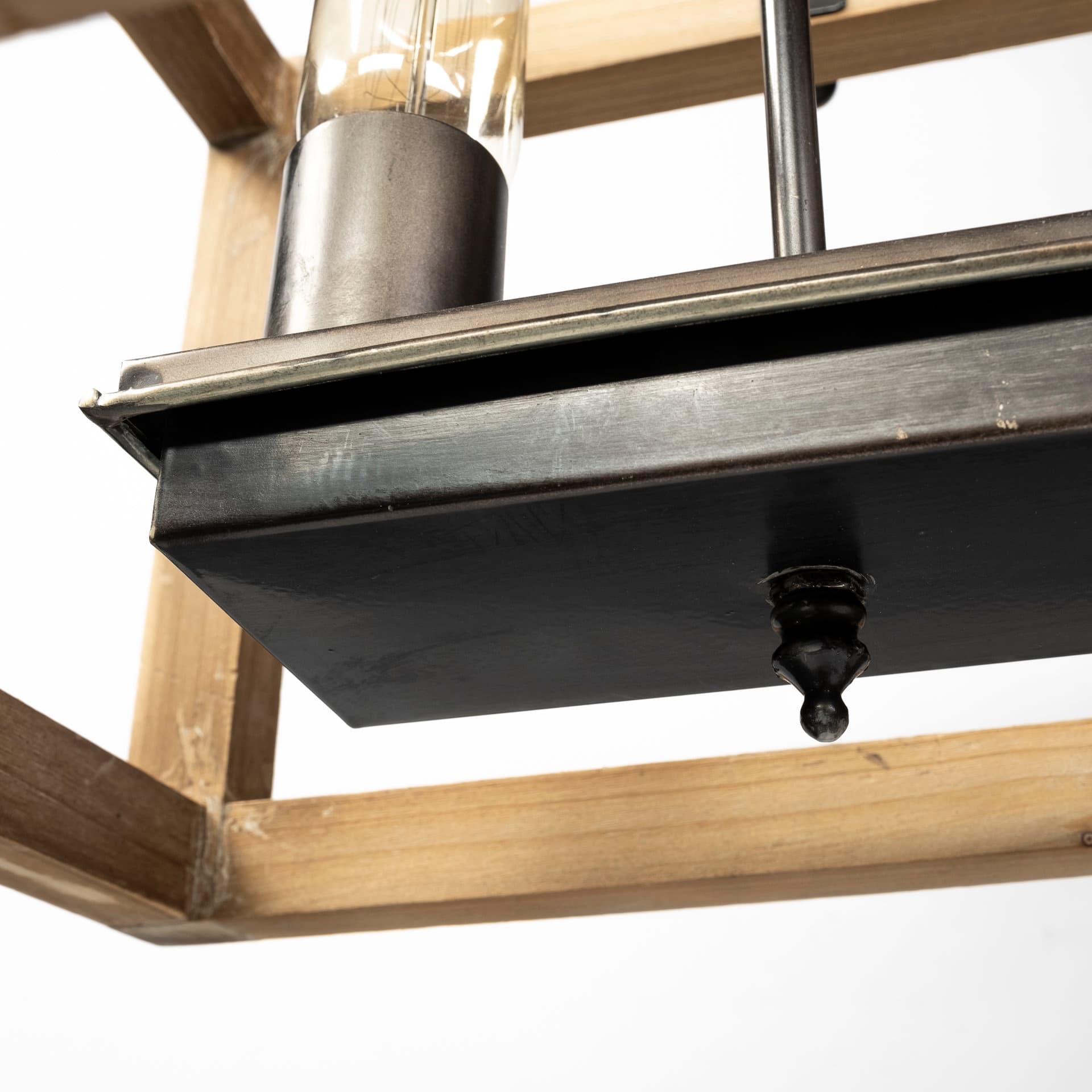 Josie (42"x14.5"x20") Natural Wood Chassis Six Light Chandelier — product photograph