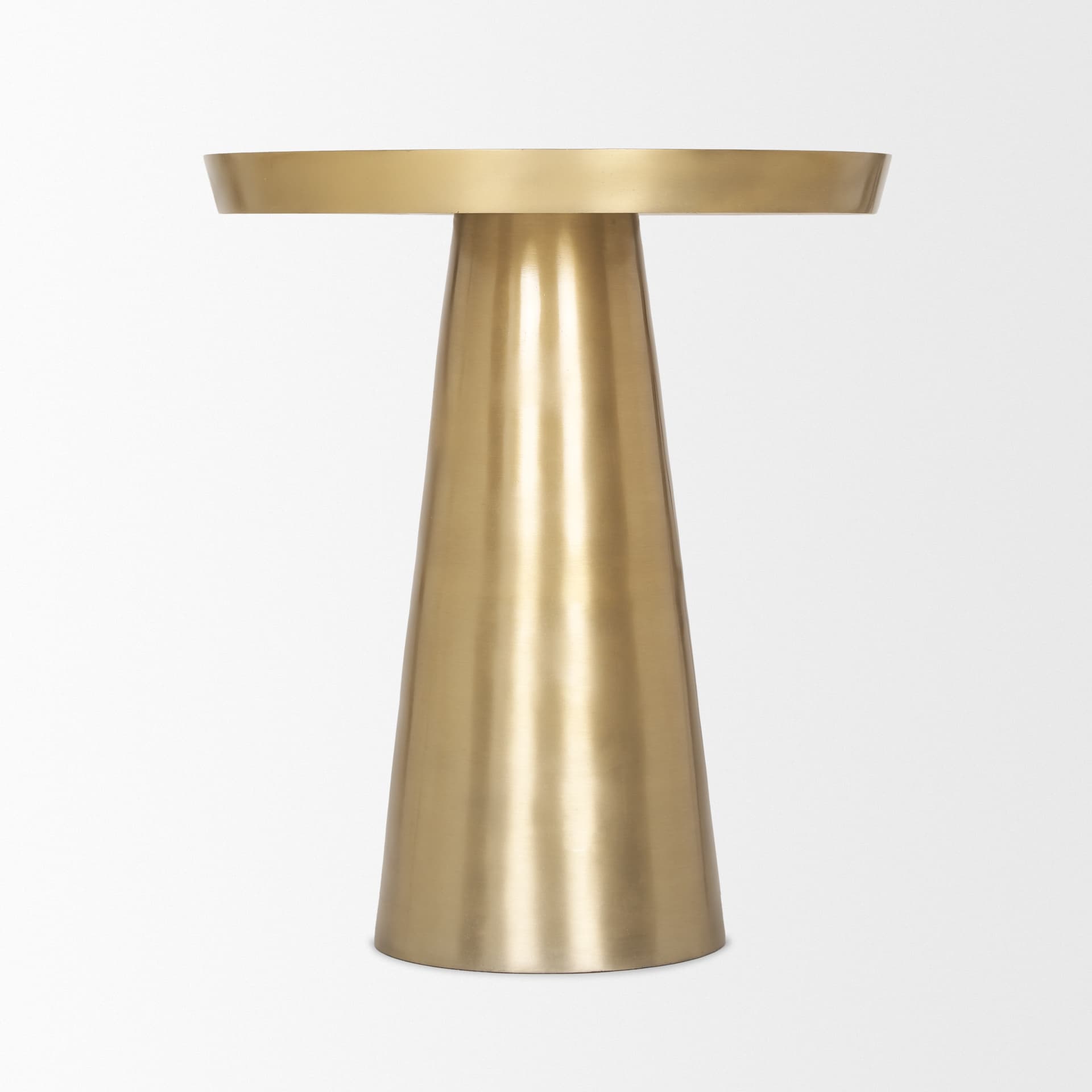 Roland Satin Brass Cast Aluminum Metal Accent Table — product photograph