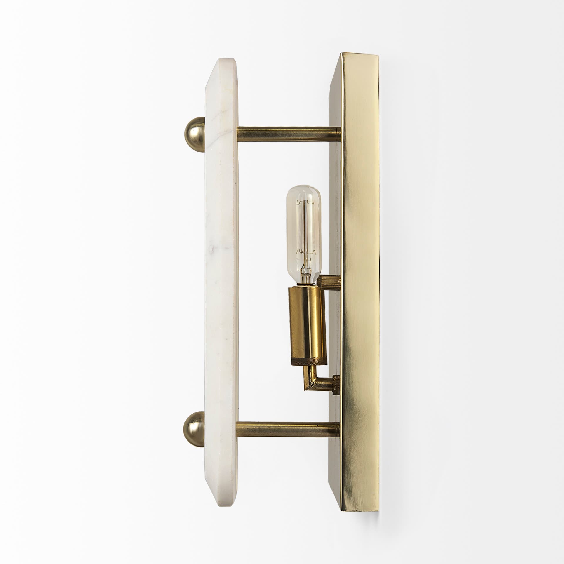 Stein 5L x 6W Gold W/ White Marble Shade Wall Sconce — product photograph