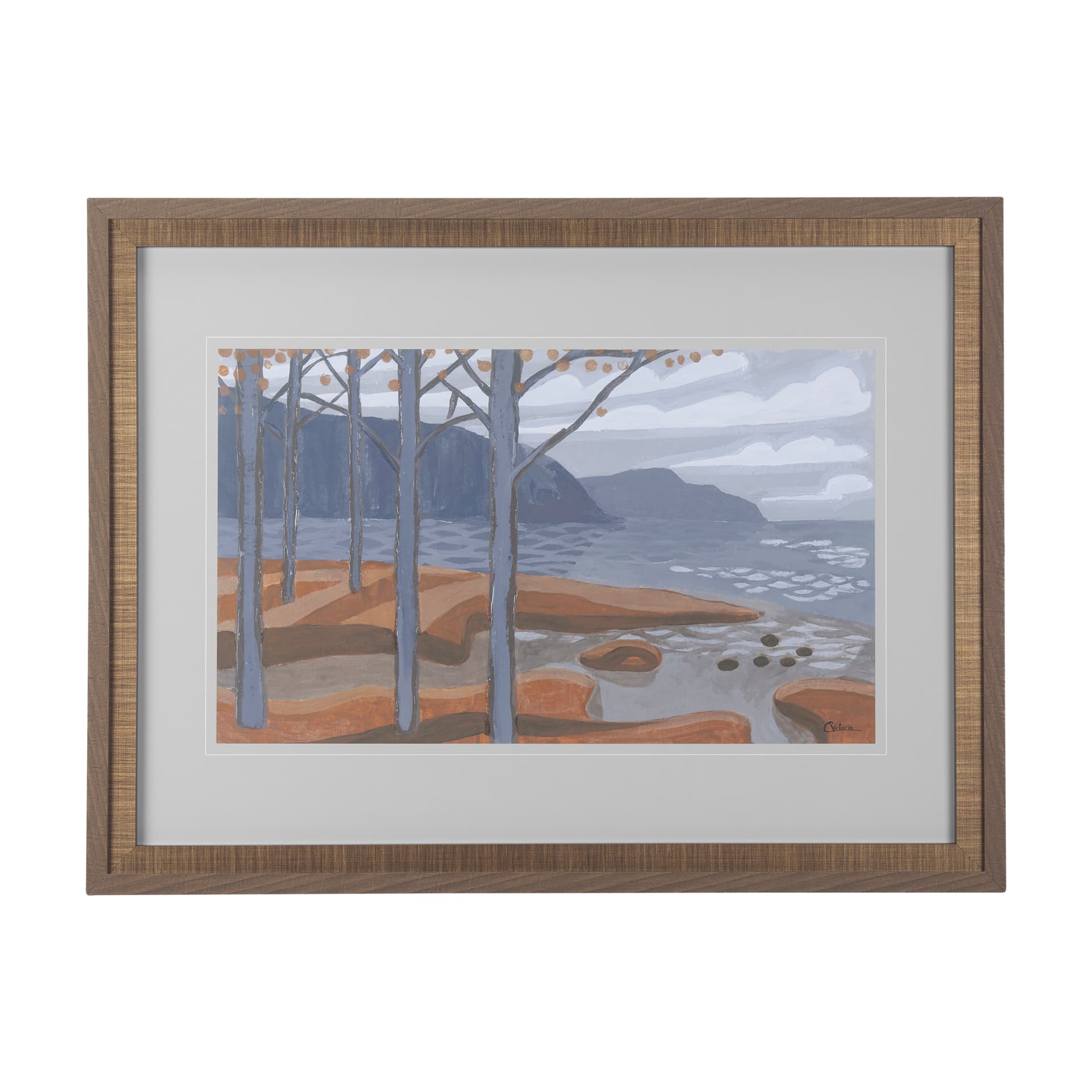 Gray Day by Mercana Studio a Hand Embellished Textured Framed Art Print Matted under Glass — product photograph