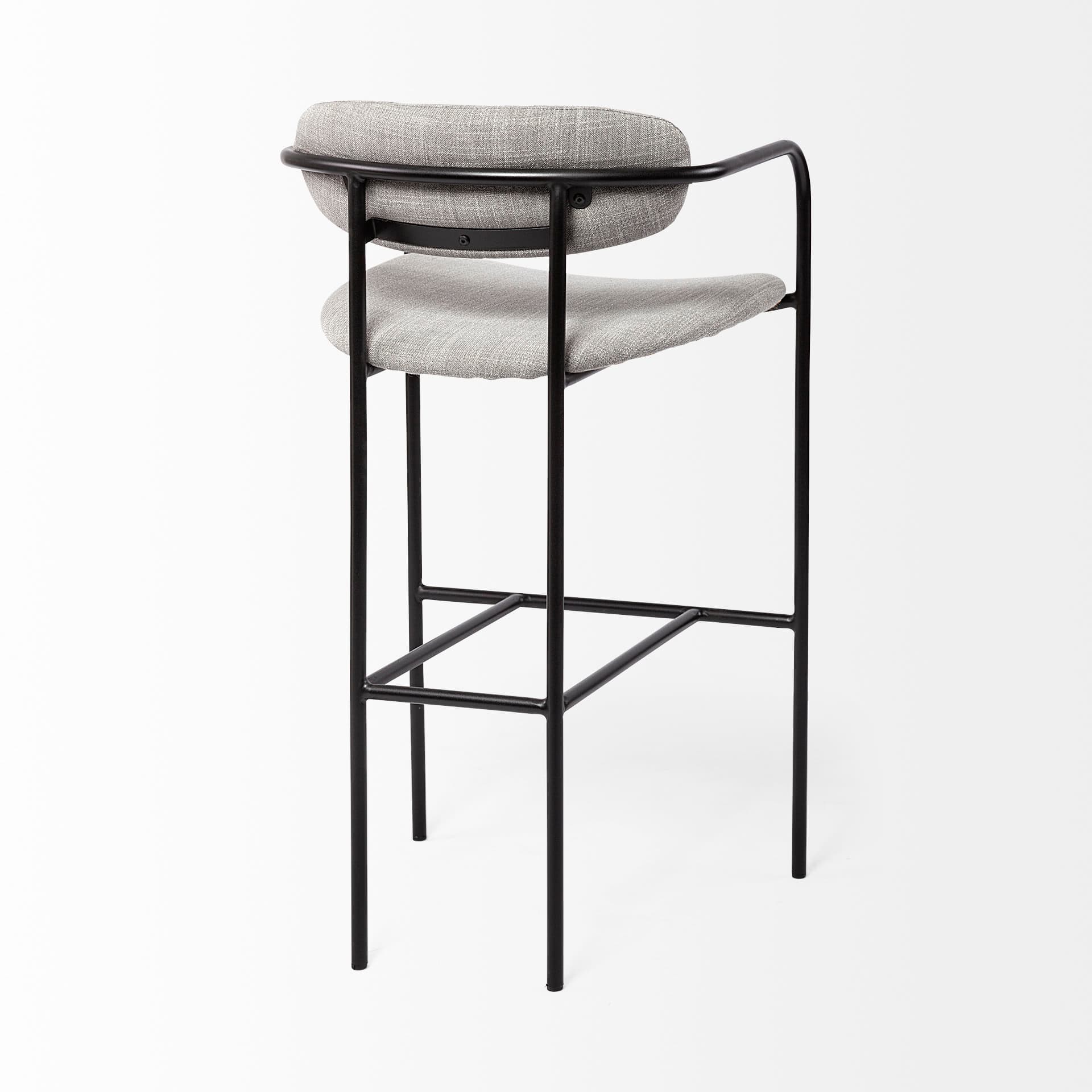 Parker Low Back 30.25in Seat Bar Stool | Gray Fabric w/ Black Metal — product photograph