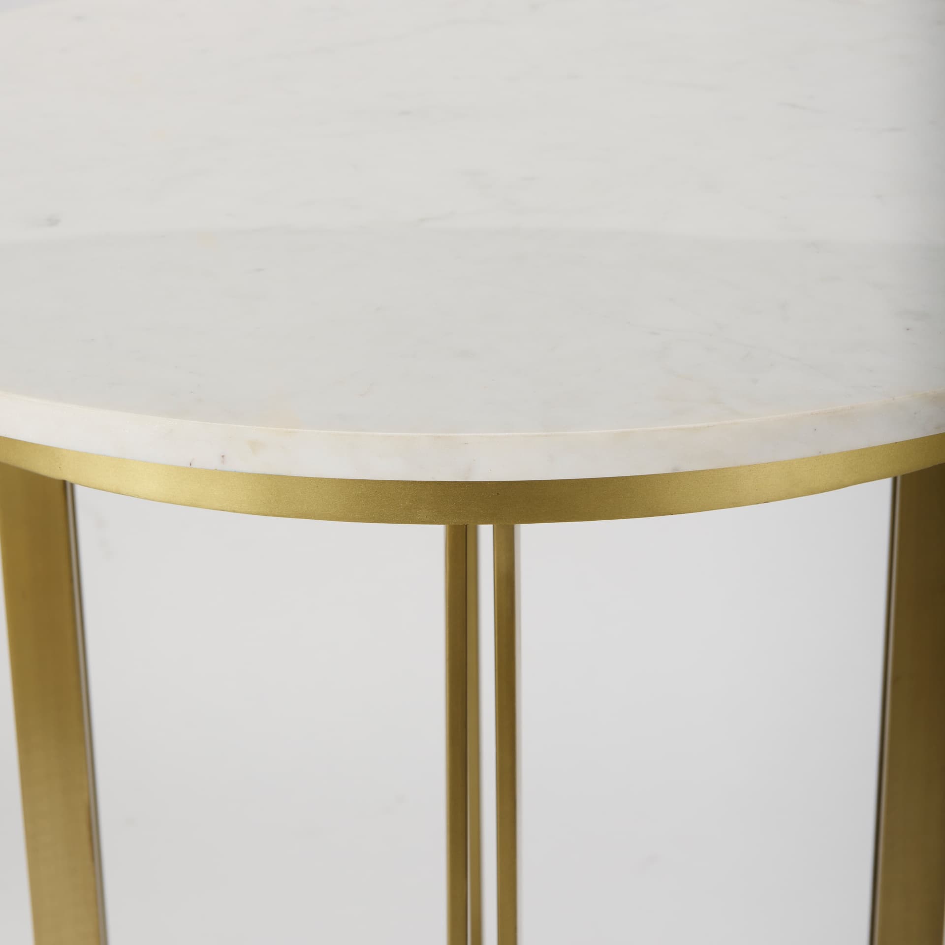 Tanner 32"L x 32"W Pedestal Dining Table | White Marble & Matte Gold | Seats 2 — product photograph