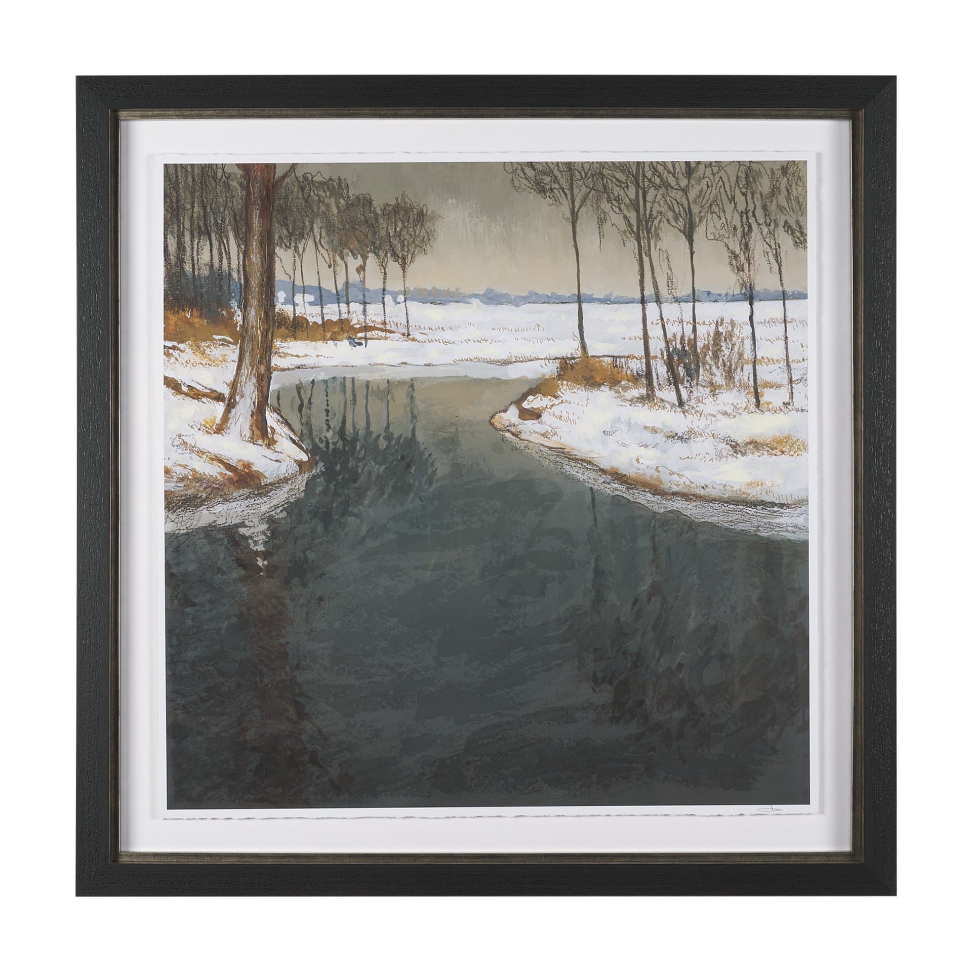 Winter Shadow by Mercana Studio Hand Embelished Framed Artwork Matted under Glass — product photograph