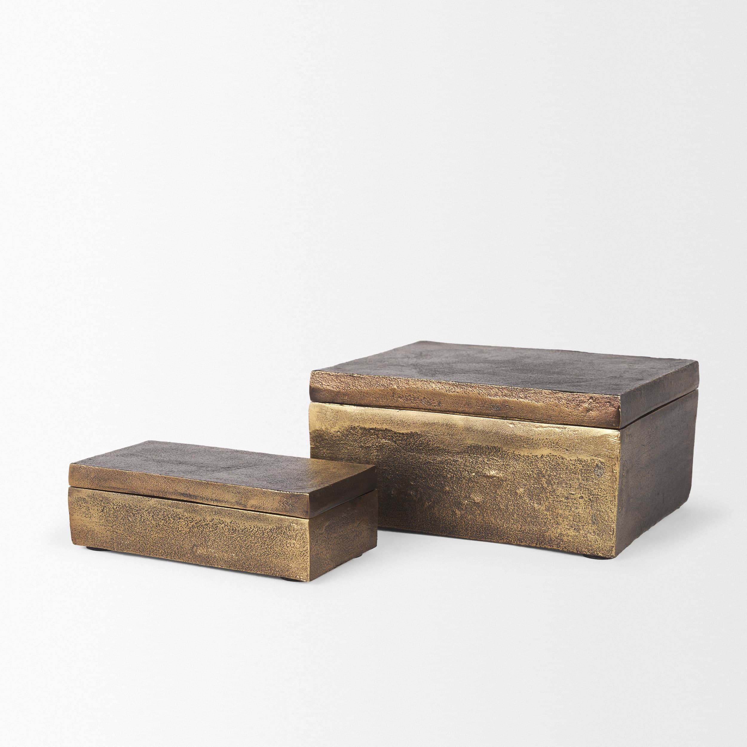 Porschia Large Antiqued Gold Metal Decorative Box — product photograph