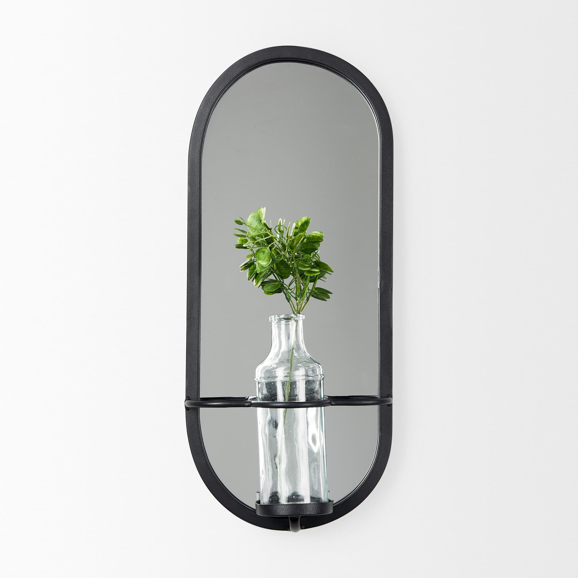 Katherine Wall Mounted Mirror w Glass Bottle for Botanicals or Floral — product photograph