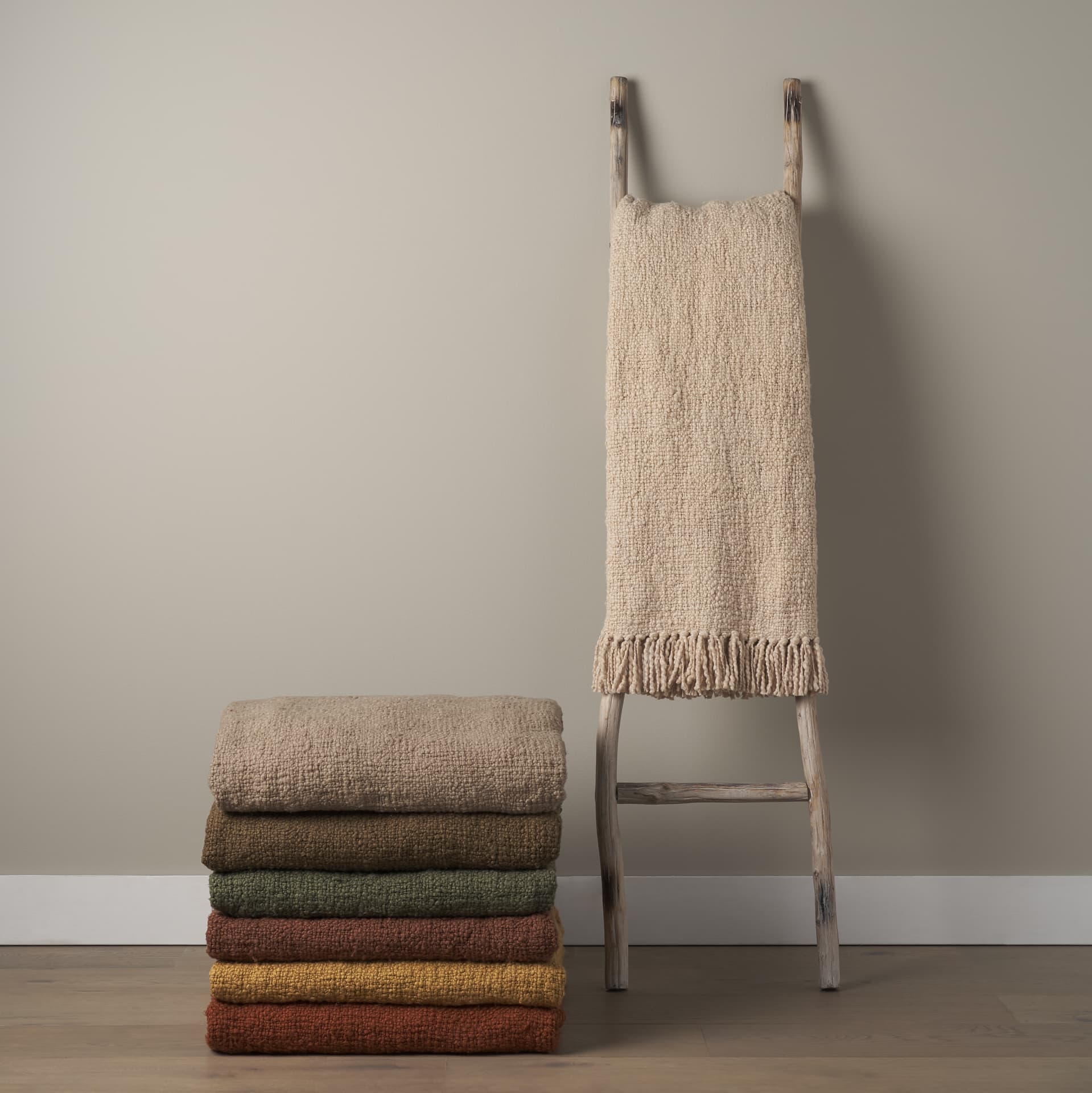 Kambal Light Beige Woven Cotton Throw Blanket — product photograph