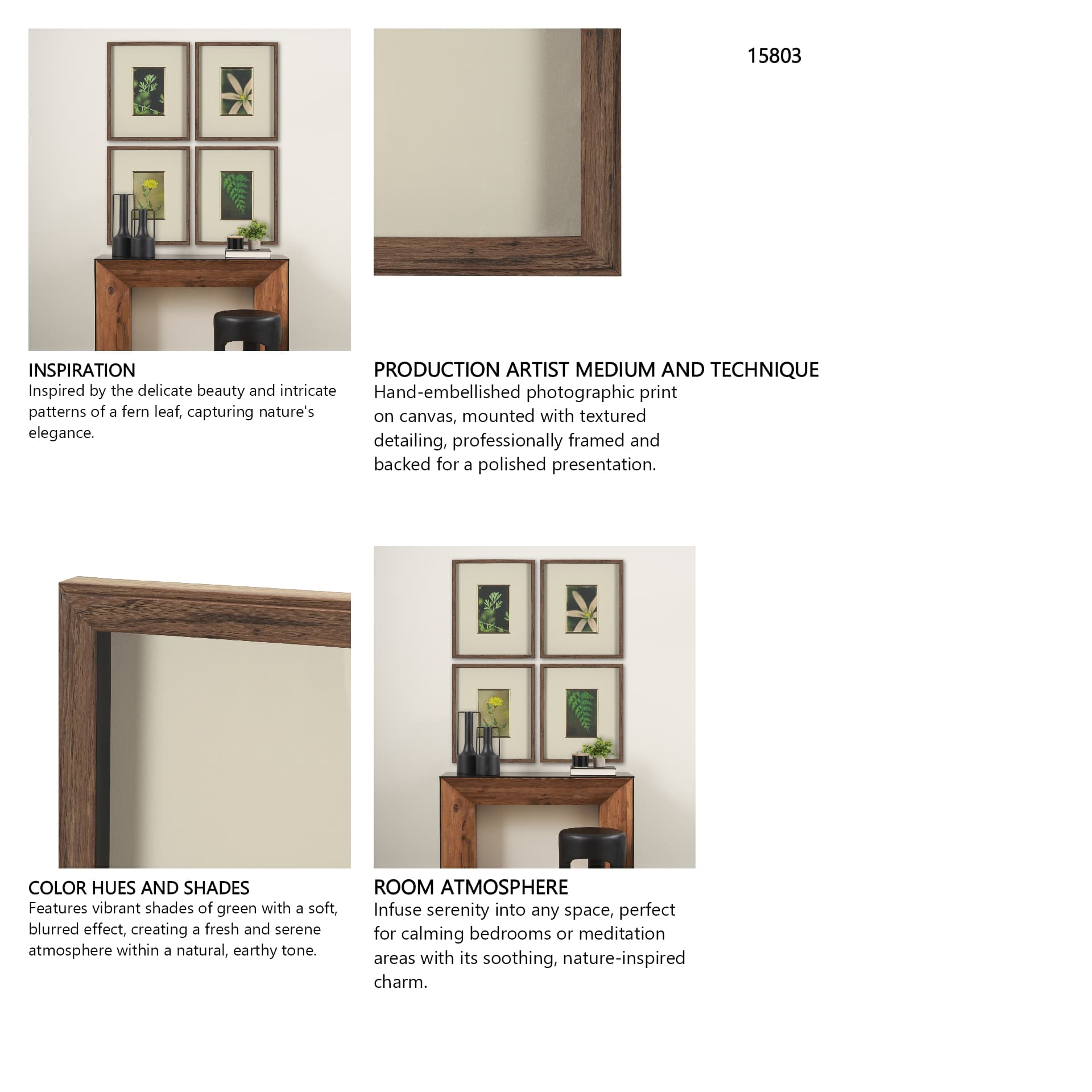 Leaf Charm by Michael Banks a Hand Embellished Framed Photo Art Print Matted under Glass — in a styled room