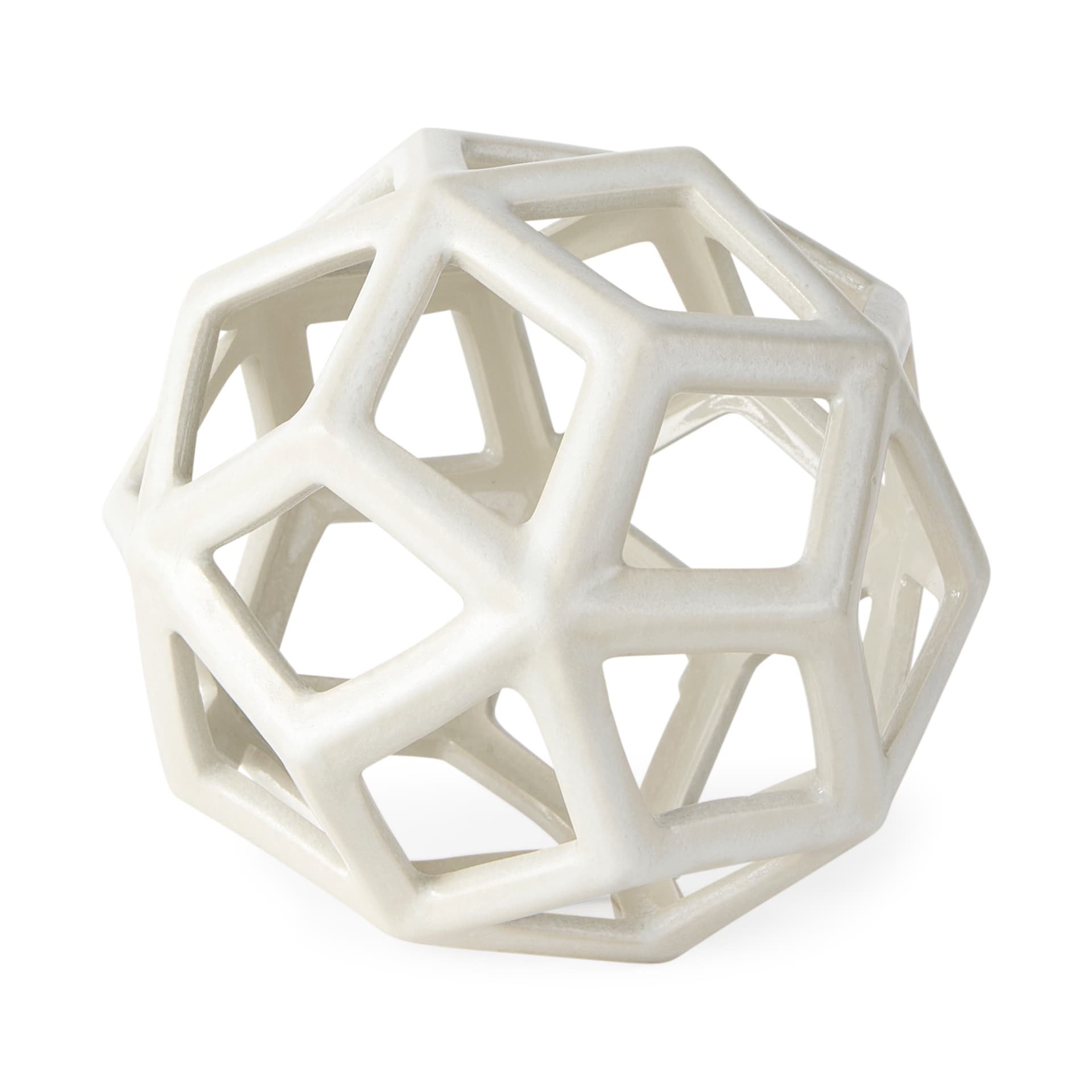 Geom 7.1L x 7.1W x 7.1H White Ceramic Geometric Object — product photograph