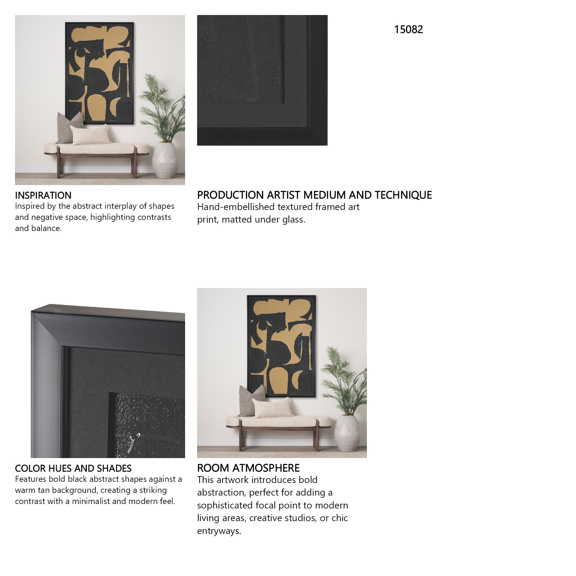 Kaldow by Mercana Studio a Hand Embellished Textured Framed Art Print Matted under Glass — in a styled room