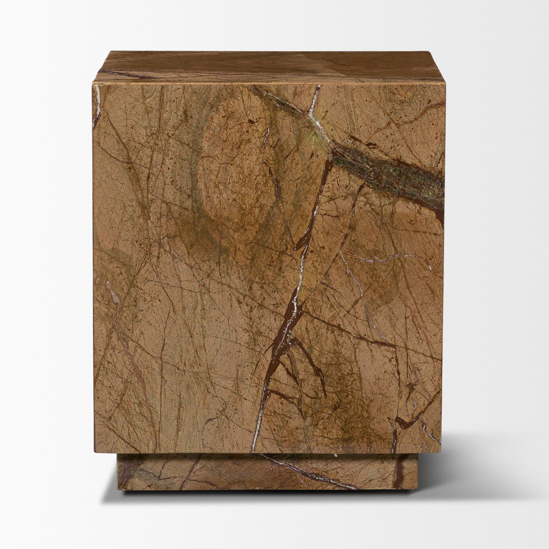Matteo Solid Rainforest Rust Marble Square Side Table — product photograph