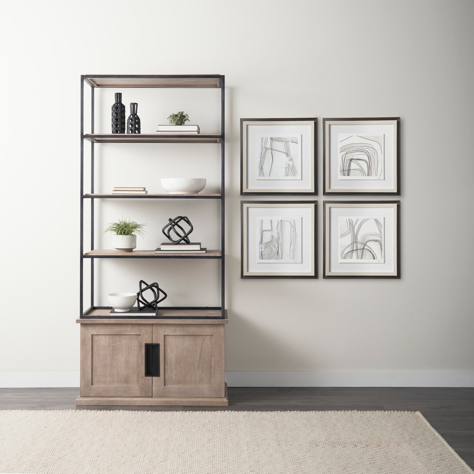 Custom Abstract Logic I by June Vess a Framed Art Print Matted under Glass — in a styled room