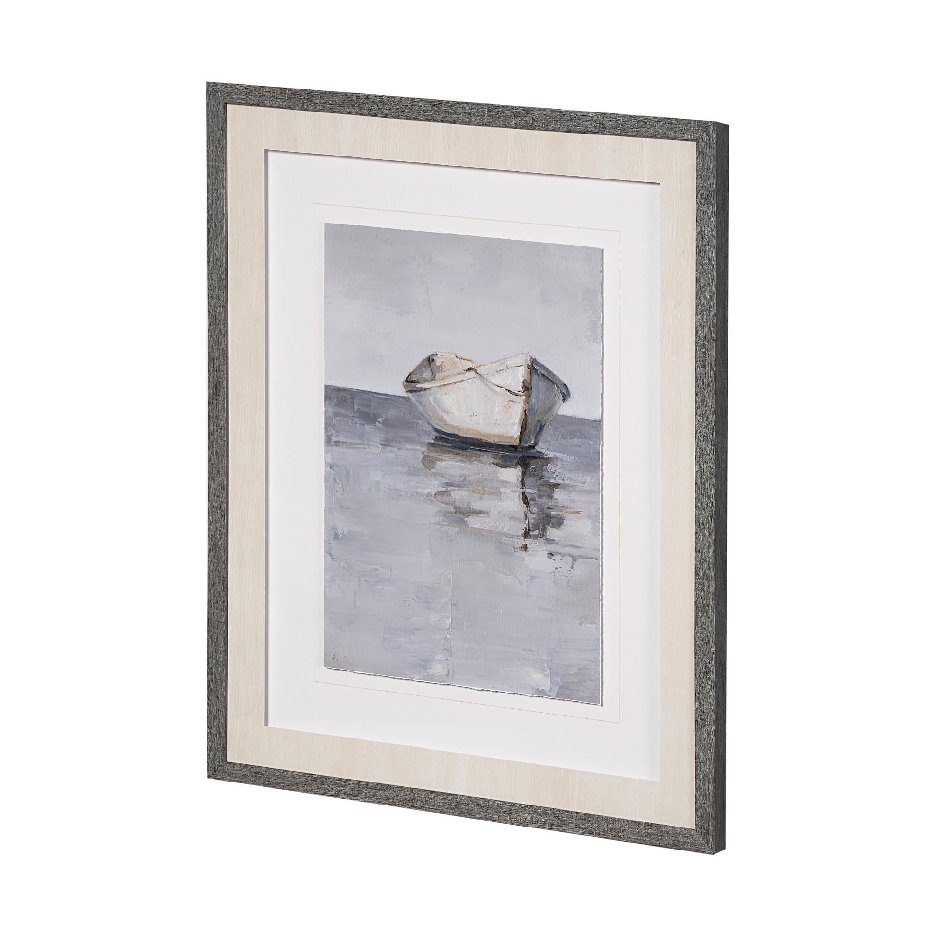 Boat on the Horizon I by Ethan Harper Hand Embellished Textured Framed Art Print Matted under Glass — product photograph
