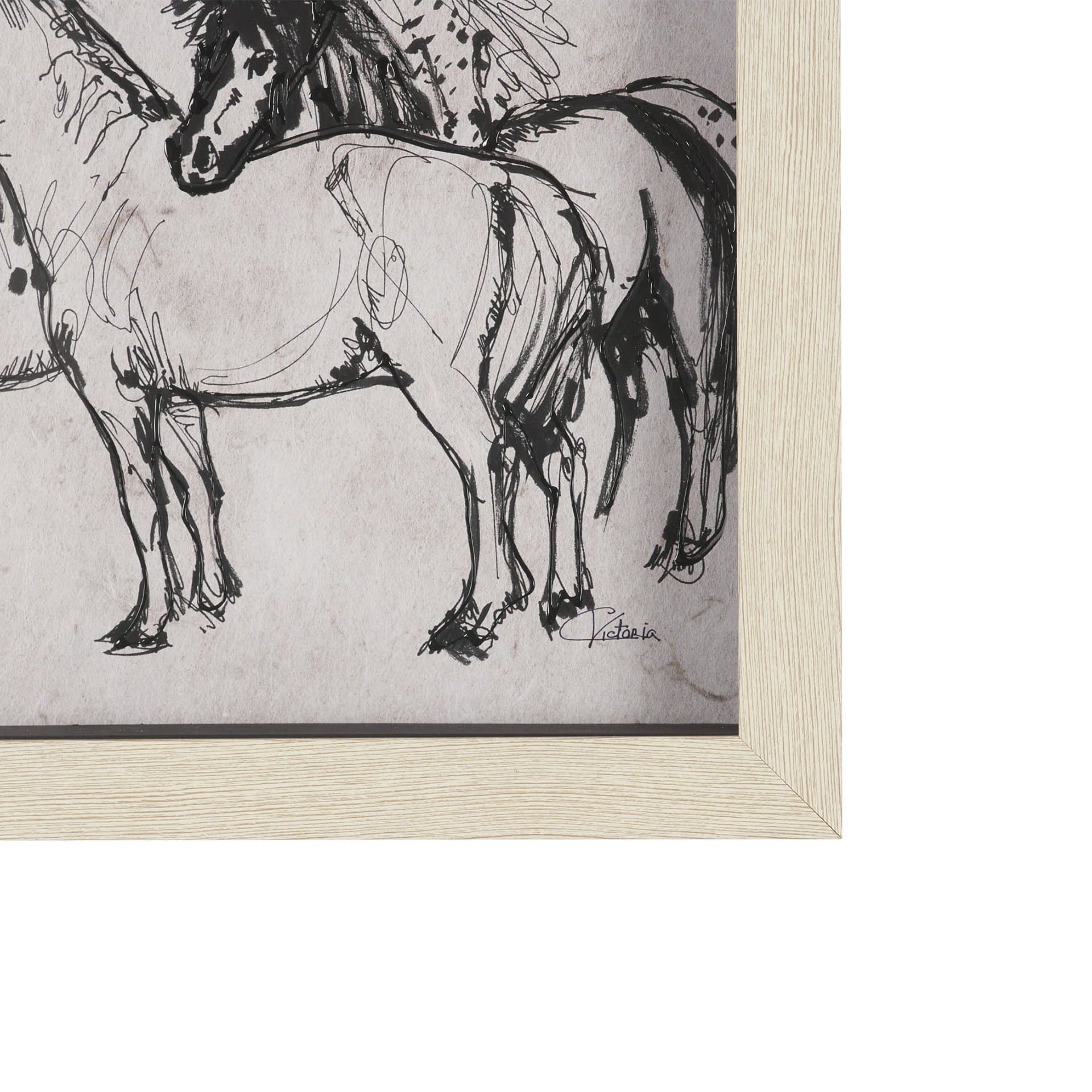 Pony Sketches II by Mercana Studio Hand-Embellished Framed Artwork Matted under Glass — product photograph