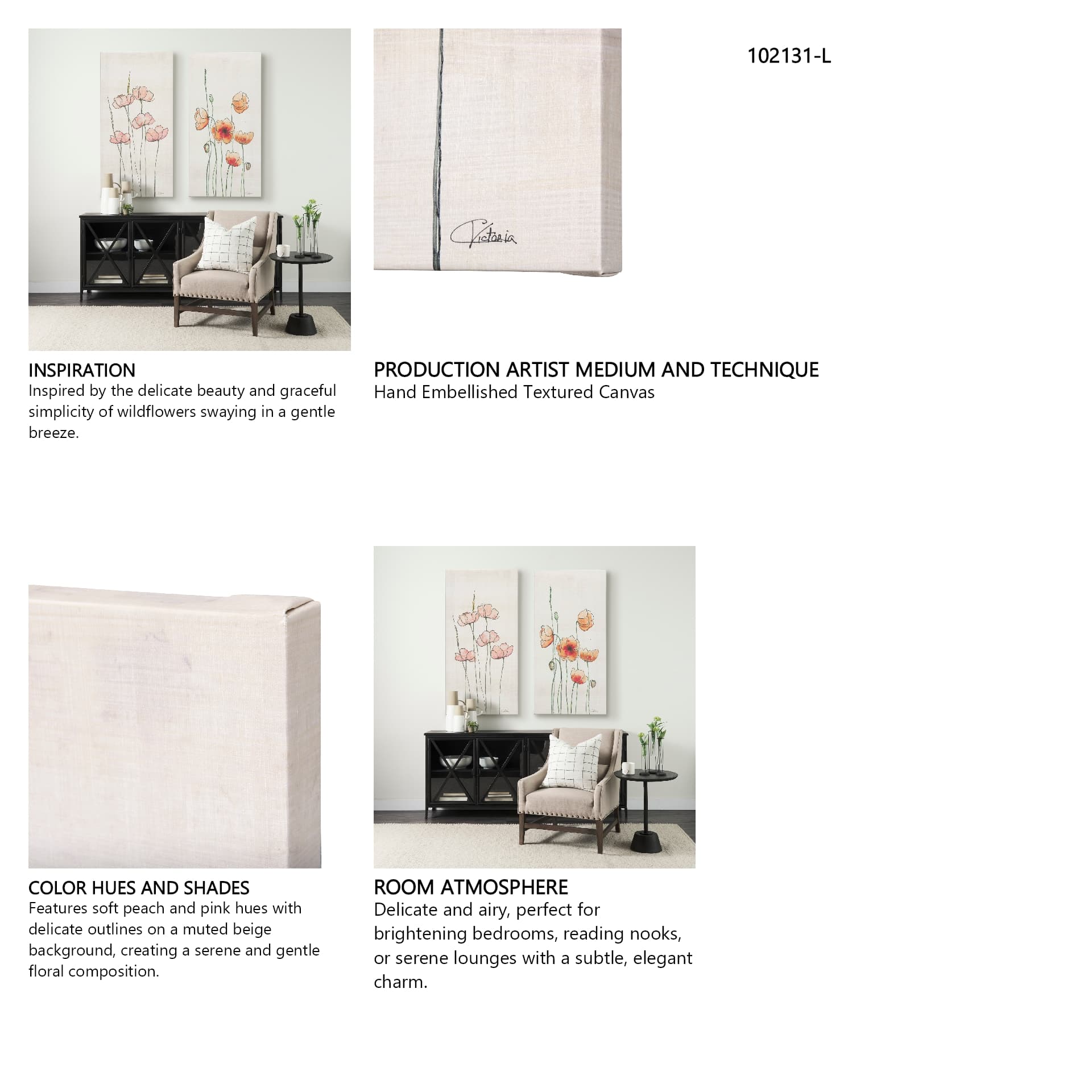 Meadow flowers II by Mercana Studio a Hand Embellished Textured Canvas — in a styled room