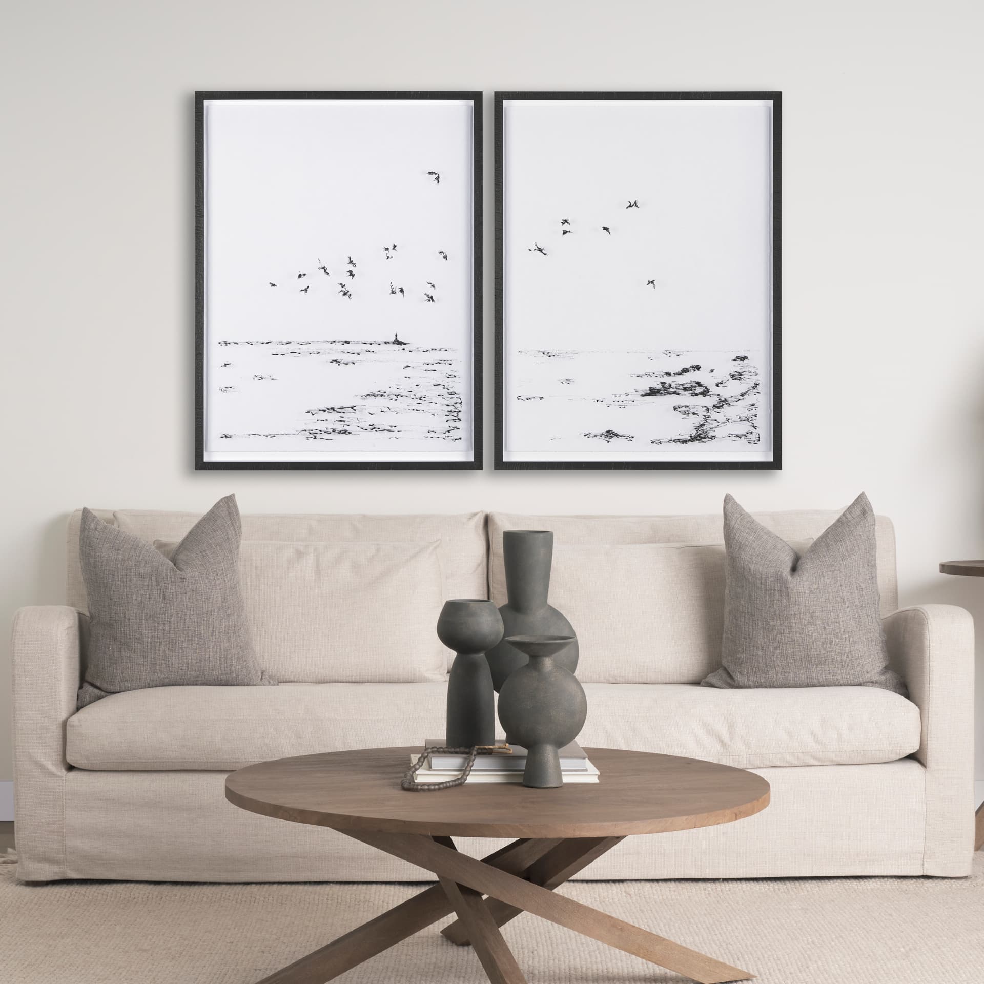 Arriving I by Mercana Studio a Hand Embellished Textured Framed Art Print Matted under Glass — in a styled room