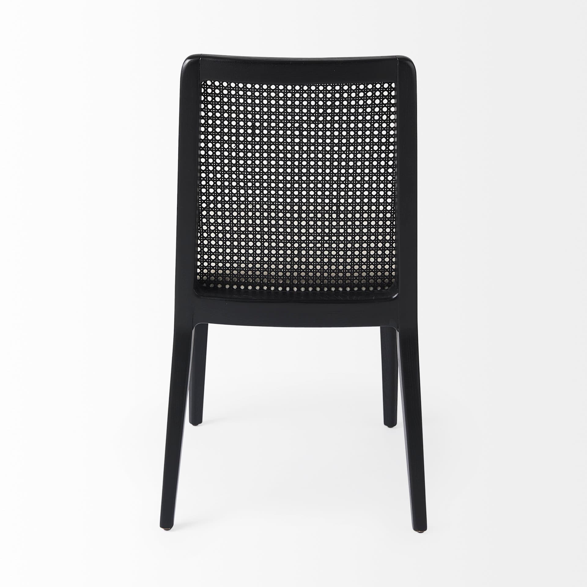 Clara Cane Back Dining Side Chair | Cream Fabric w/ Black Wood — product photograph