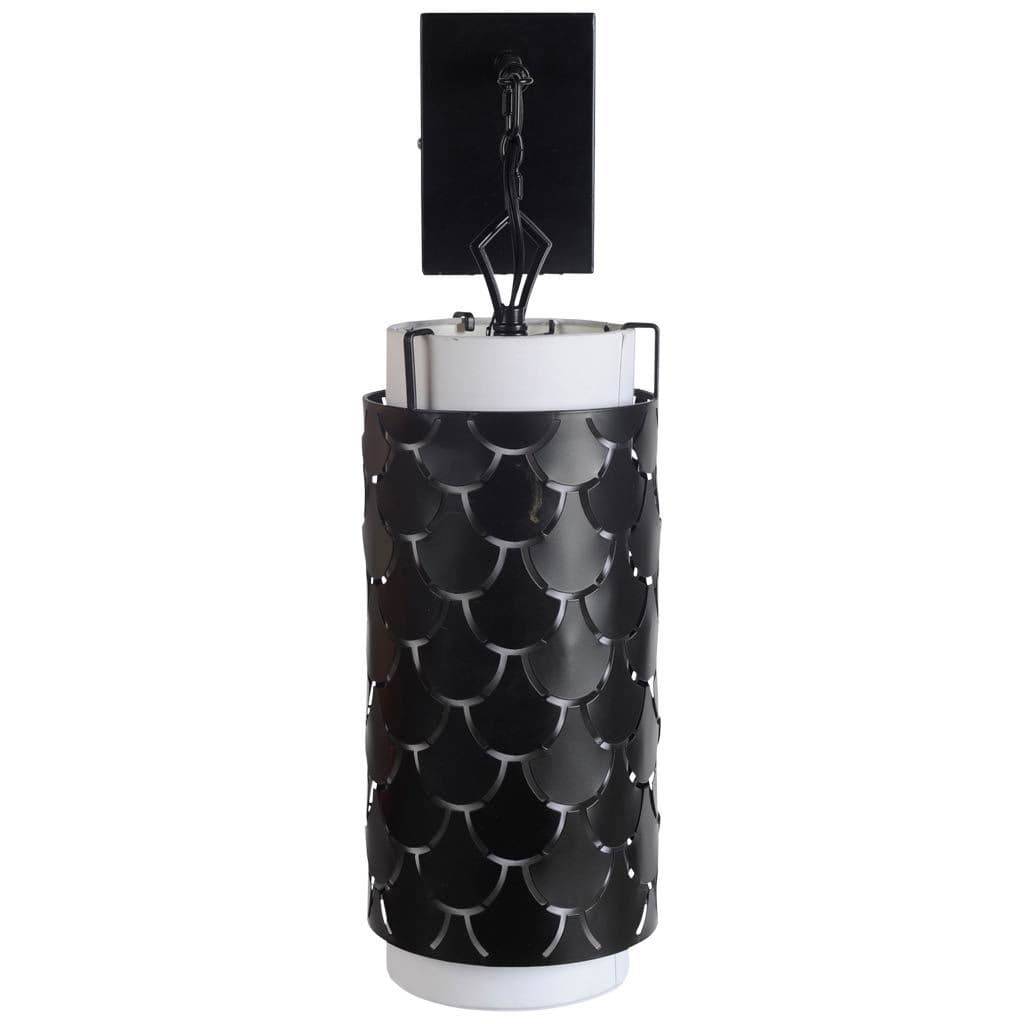 Brasseur III 10.5x22 Black Toned Metal Fish Scale Wall Sconce — product photograph