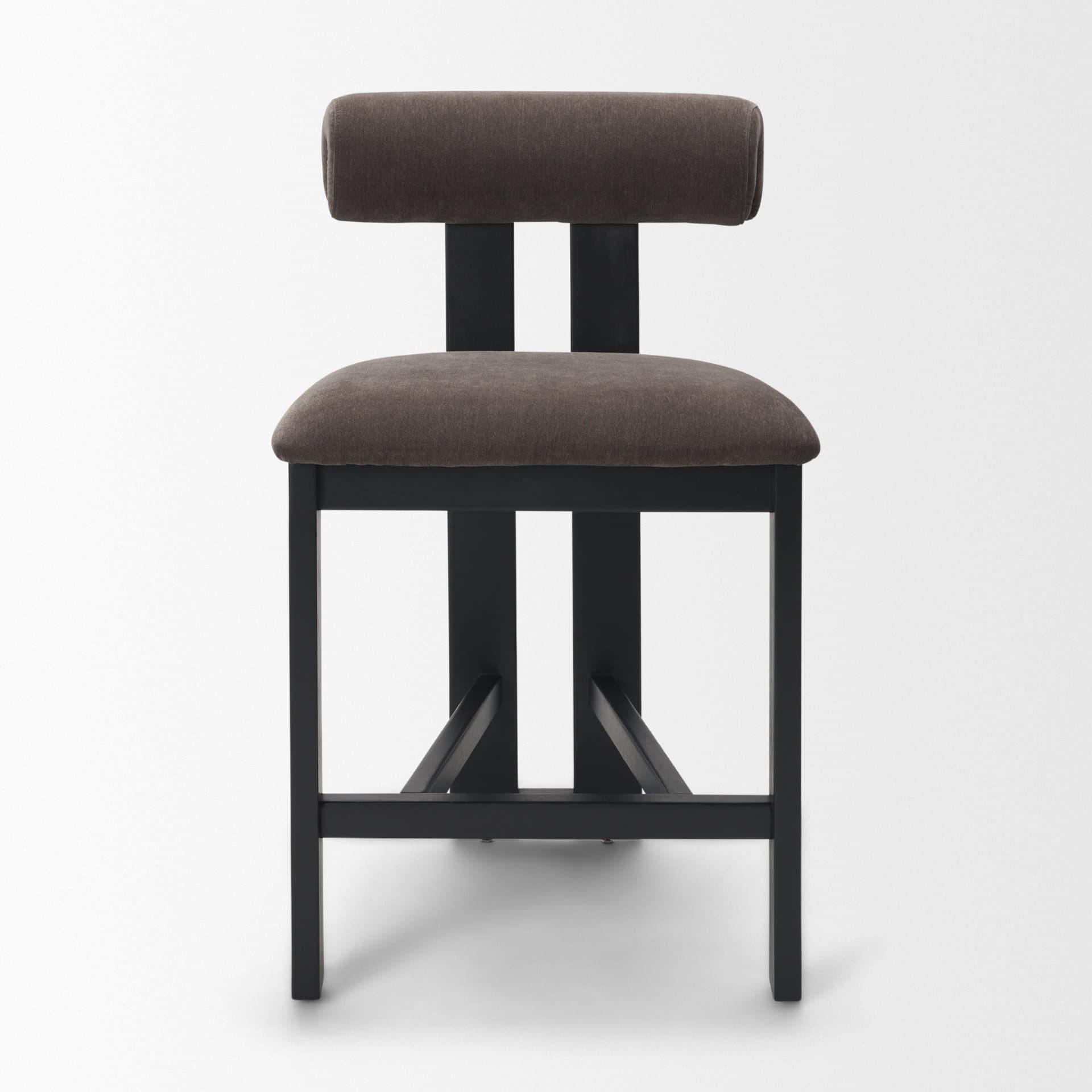 Tribeca Open Back 36.5in Seat Counter Stool | Charcoal Fabric w/ Wood — product photograph