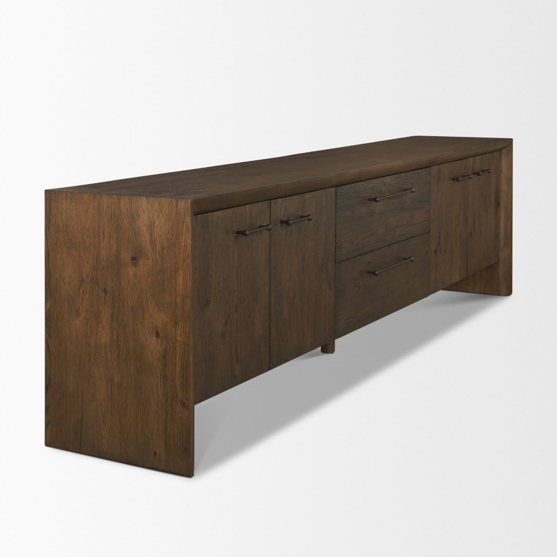 Belford 94" Dark Brown Oak Wood Media Console — product photograph