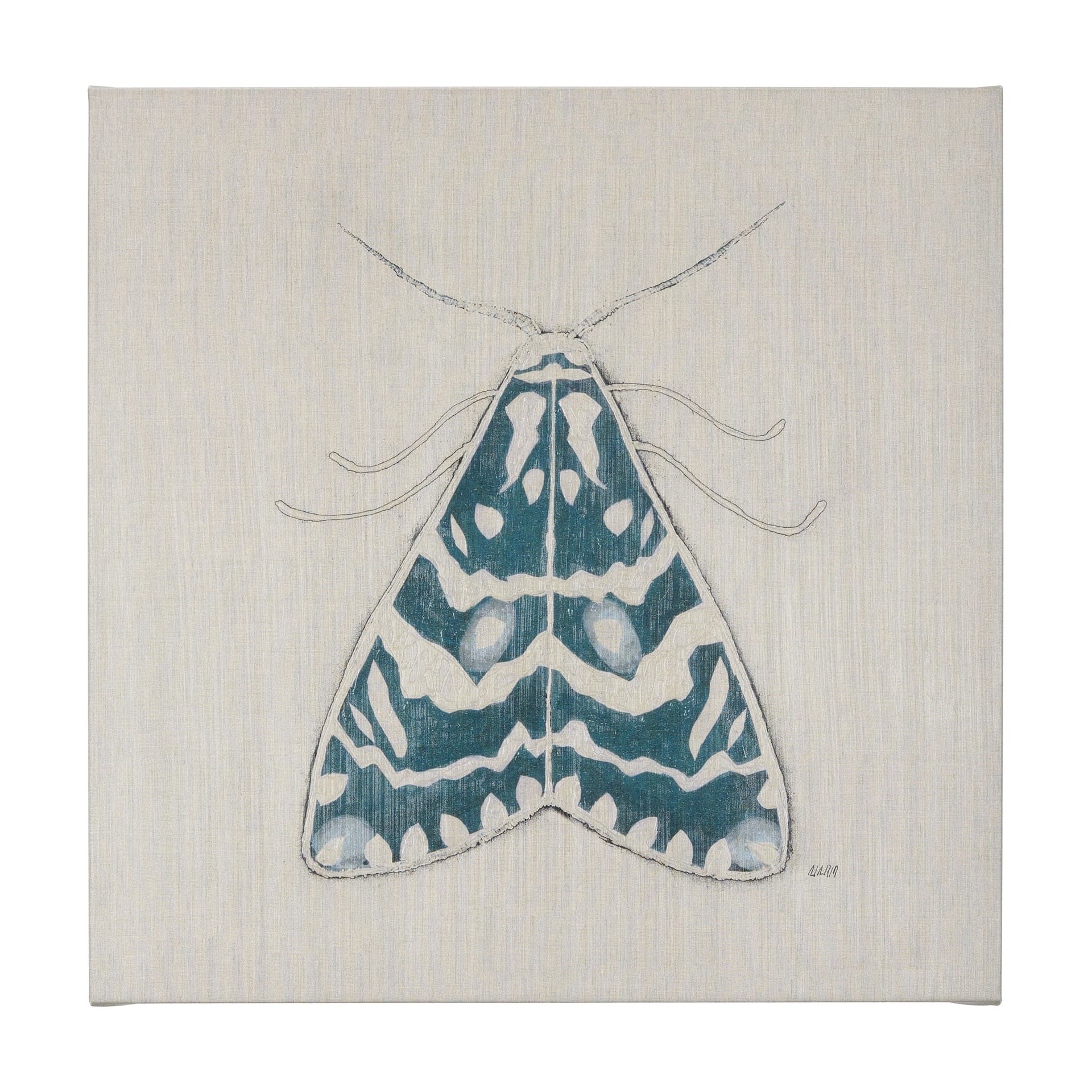 Moth Blue III by Mercana Studio a Hand Embellished Textured Canvas — product photograph