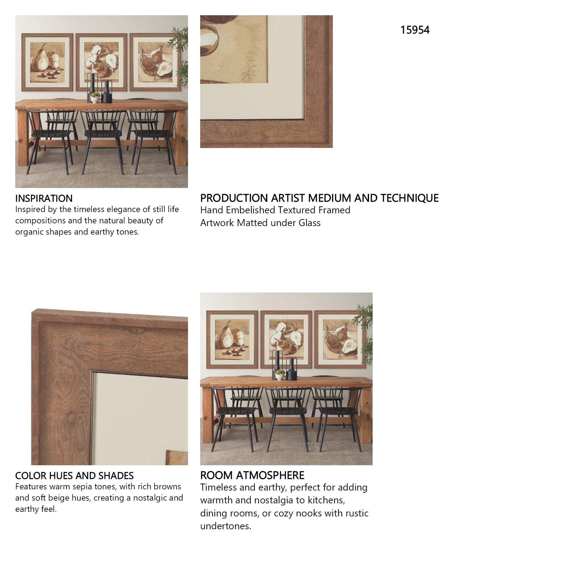 Pear Study I by Mercana Studio Hand Embelished Textured Framed Artwork Matted under Glass — product photograph