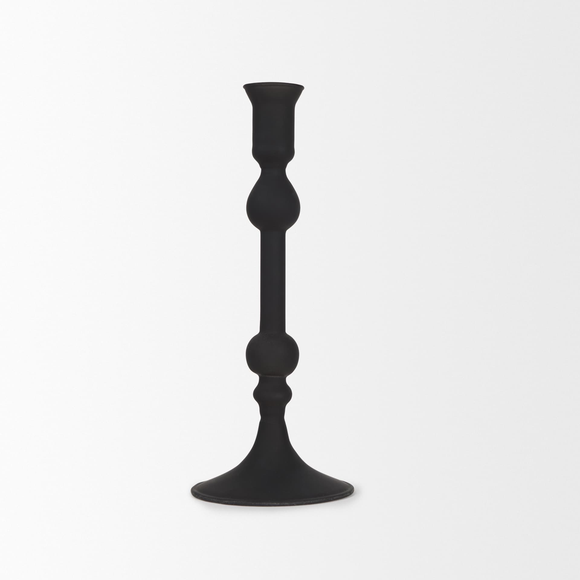 Haute Medium Matte Black Blown Glass Candlestick — product photograph