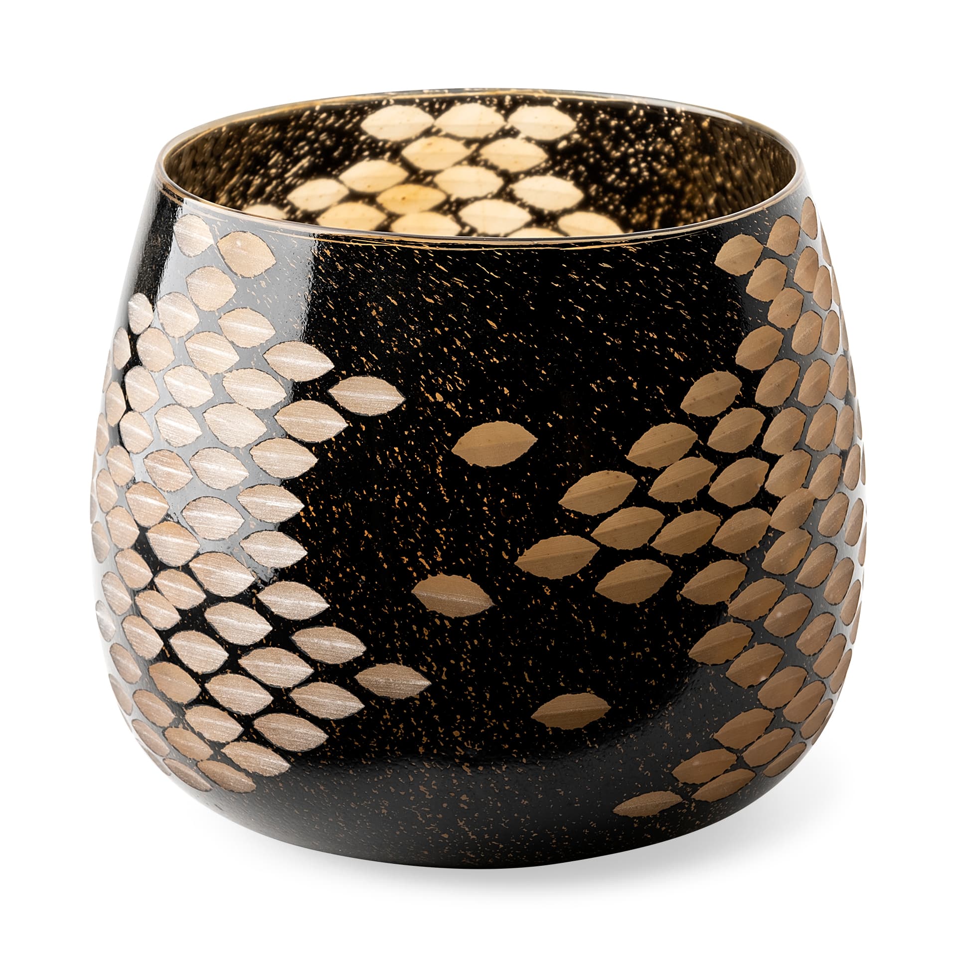 Mojave Large Black and Gold Detail Glass Vase — product photograph