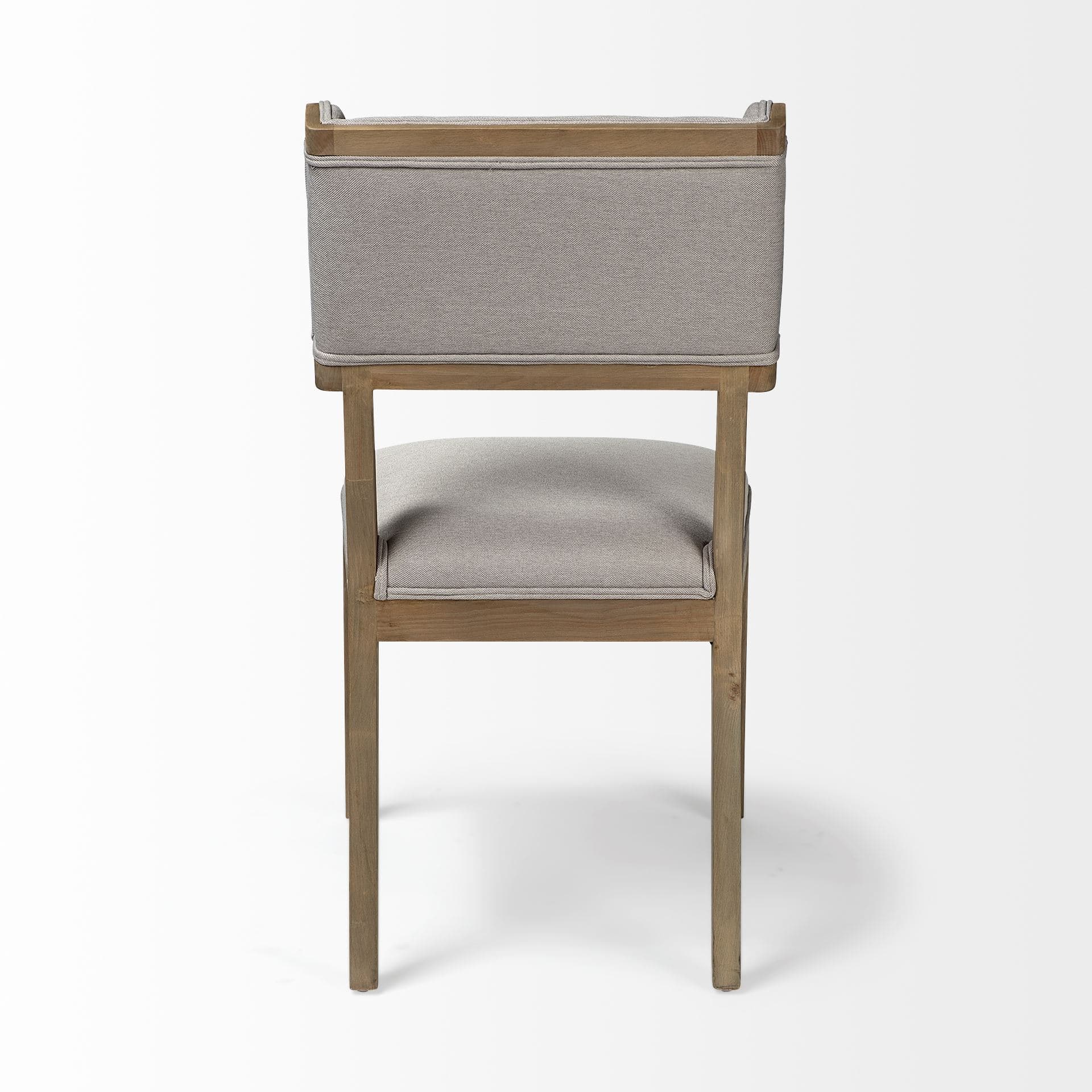 Tenton Open Back Dining Side Chair | Grey Fabric w/ Brown Wooden — product photograph