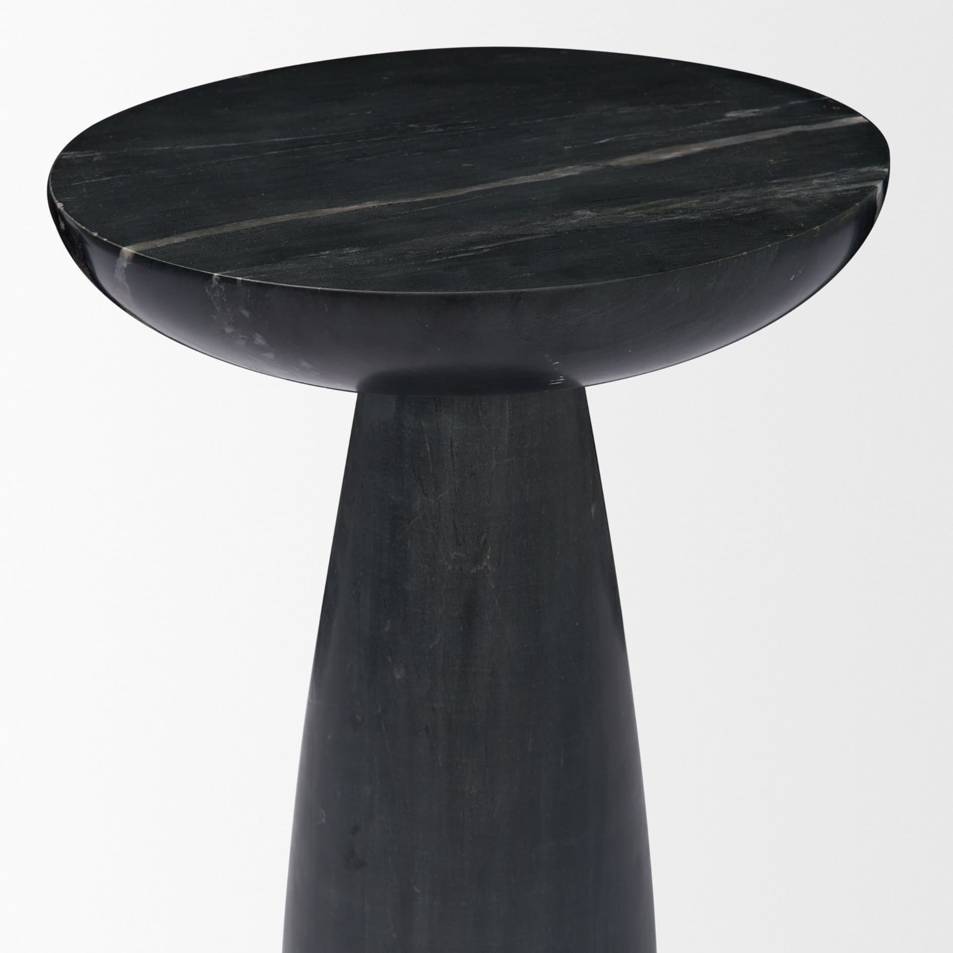 Bellancia Nero Black Marquina Marble Pedestal Side Table — product photograph