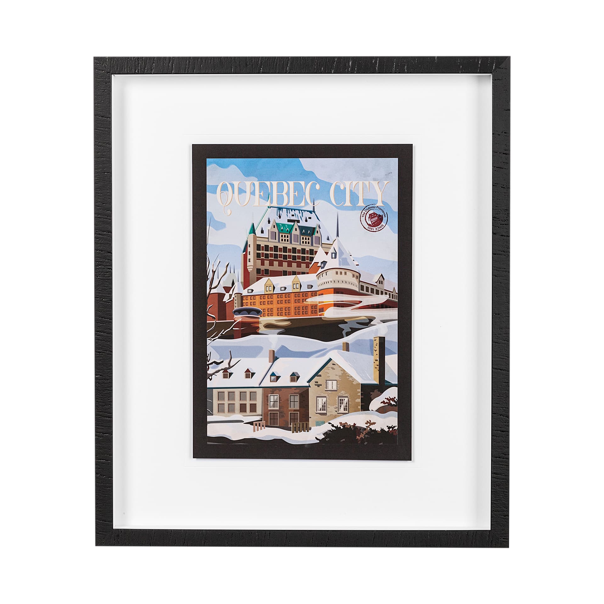 Quebec City Go Canada (M) by Mercana Studio a Framed Art Print Matted under Glass — product photograph