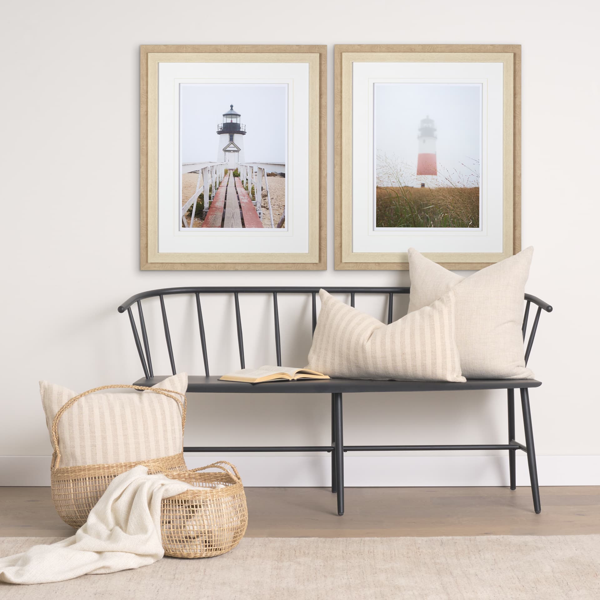 Sankaty Head in the Fog by Mercana Studio a Framed Photo Art Print Matted under Glass — in a styled room