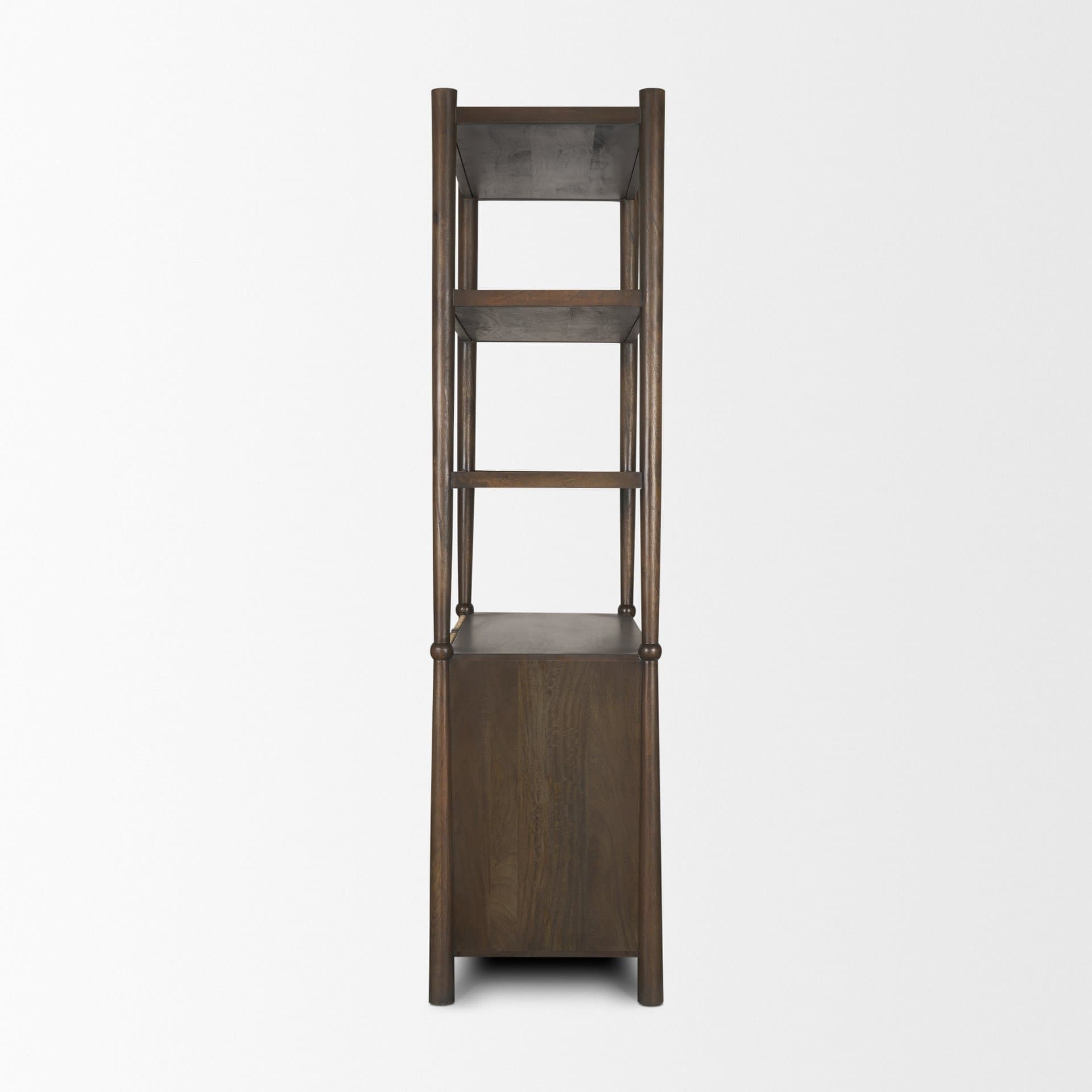 Bondi 2 Door Open Dark Brown Wood w/ Paper Rope Shelving Unit — product photograph