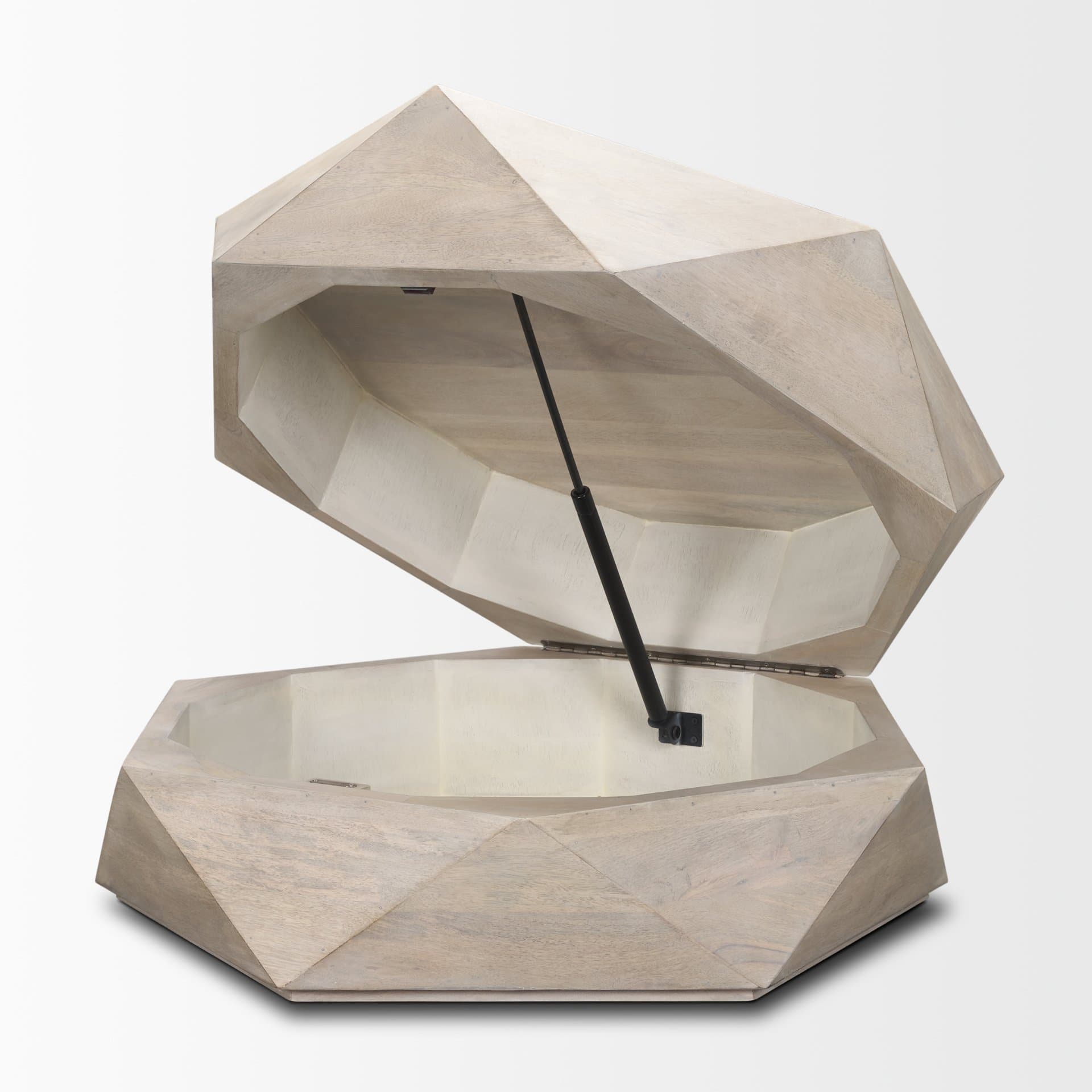Arreto 36" Hexagonal Hinged Solid Wood Top and Base Coffee Table — product photograph